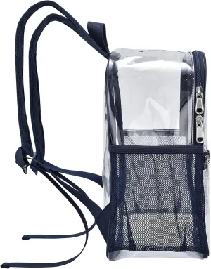 Oraben Clear Backpack for Stadium Events Clear Stadium Backpack 12x6x12 Bag (Enhanced Strap, Navy Blue)