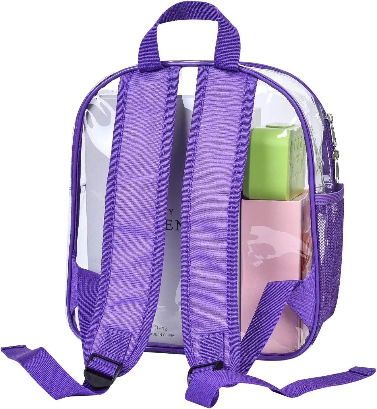 Oraben Clear Backpack for Stadium Events Clear Stadium Backpack 12x6x12 Bag (Enhanced Strap, Purple)