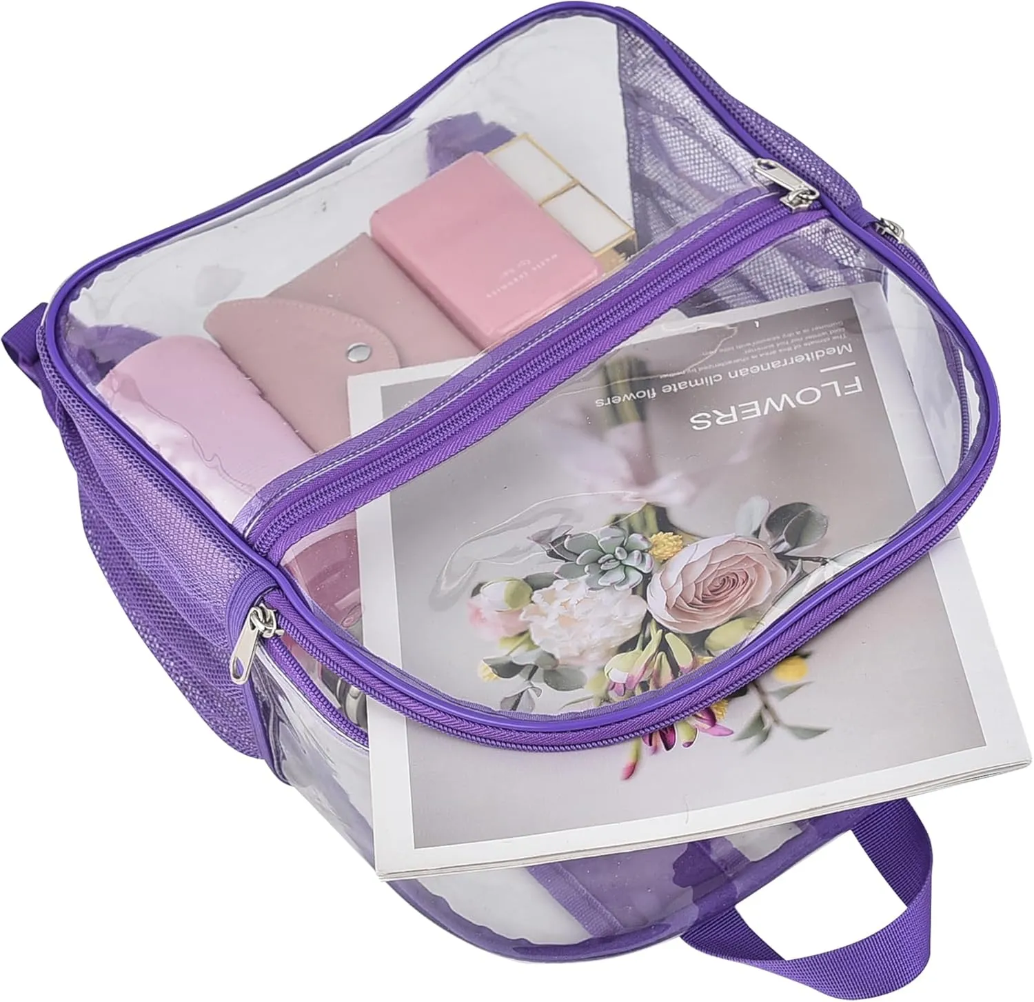 Oraben Clear Backpack for Stadium Events Clear Stadium Backpack 12x6x12 Bag (Enhanced Strap, Purple)