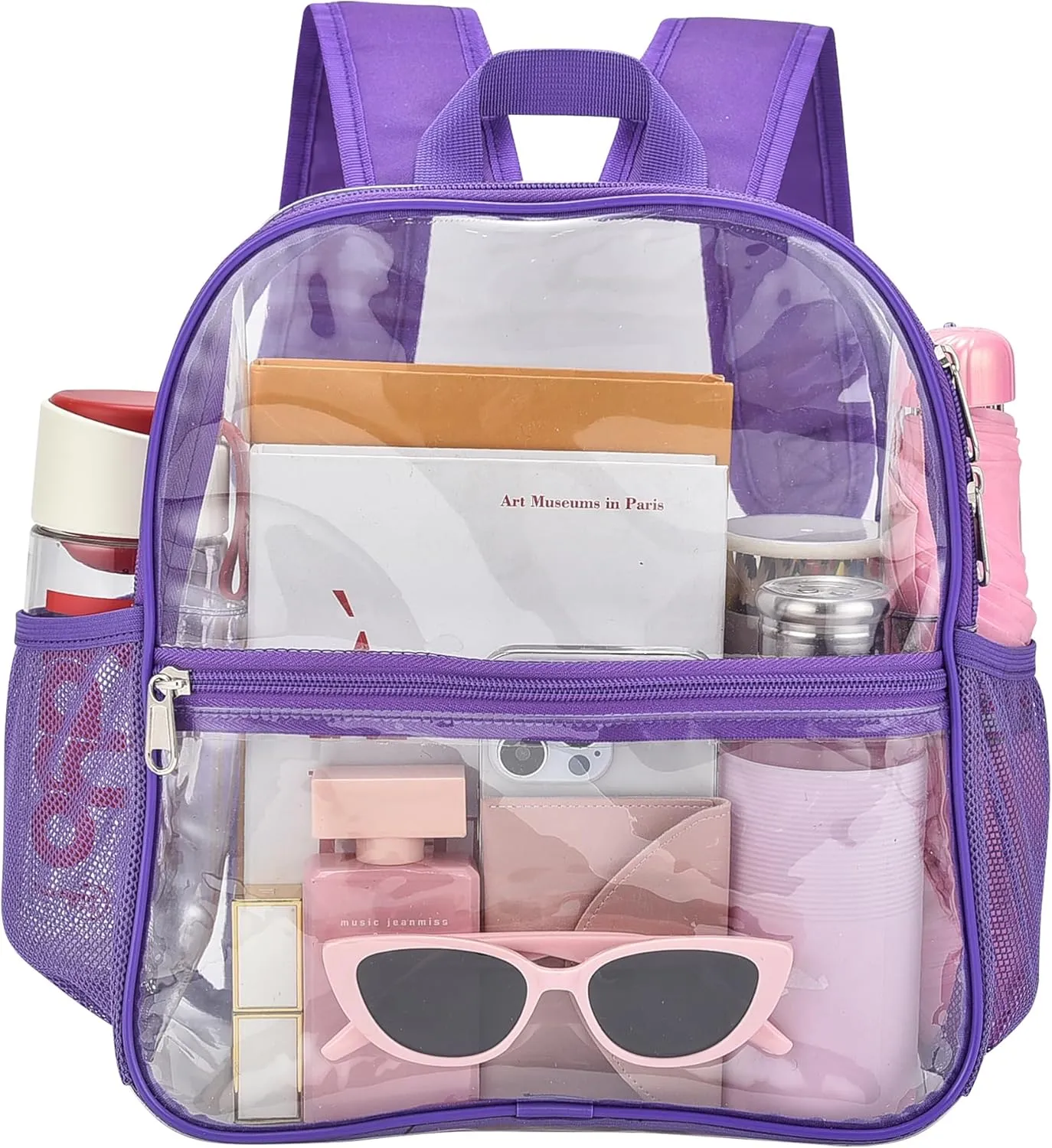 Oraben Clear Backpack for Stadium Events Clear Stadium Backpack 12x6x12 Bag (Enhanced Strap, Purple)