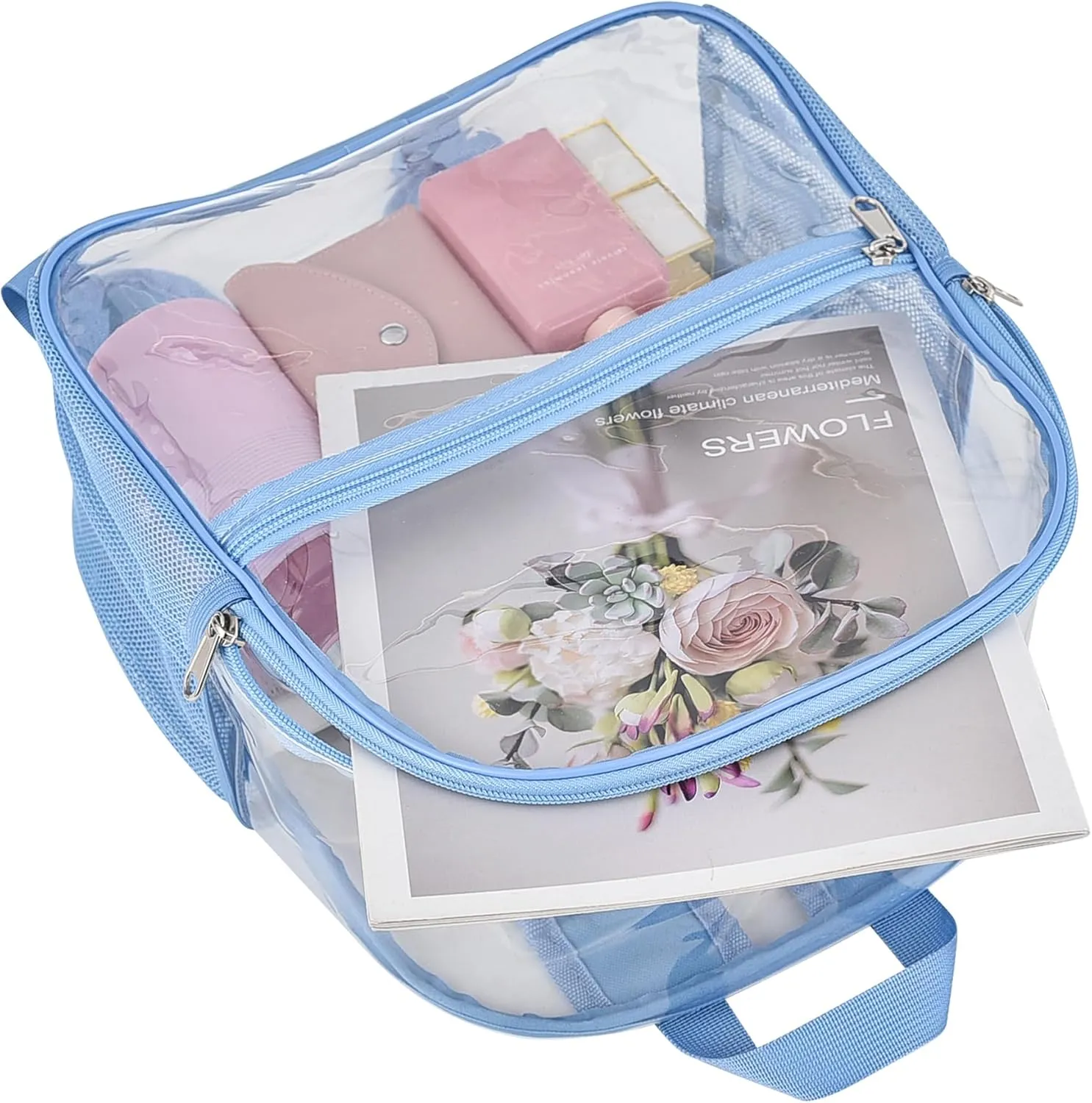 Oraben Clear Backpack for Stadium Events Clear Stadium Backpack 12x6x12 Bag (Enhanced Strap, Sky Blue)