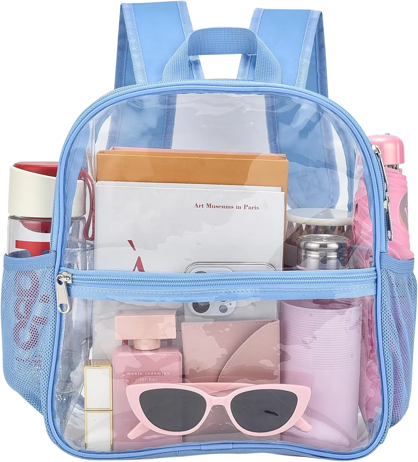 Oraben Clear Backpack for Stadium Events Clear Stadium Backpack 12x6x12 Bag (Enhanced Strap, Sky Blue)