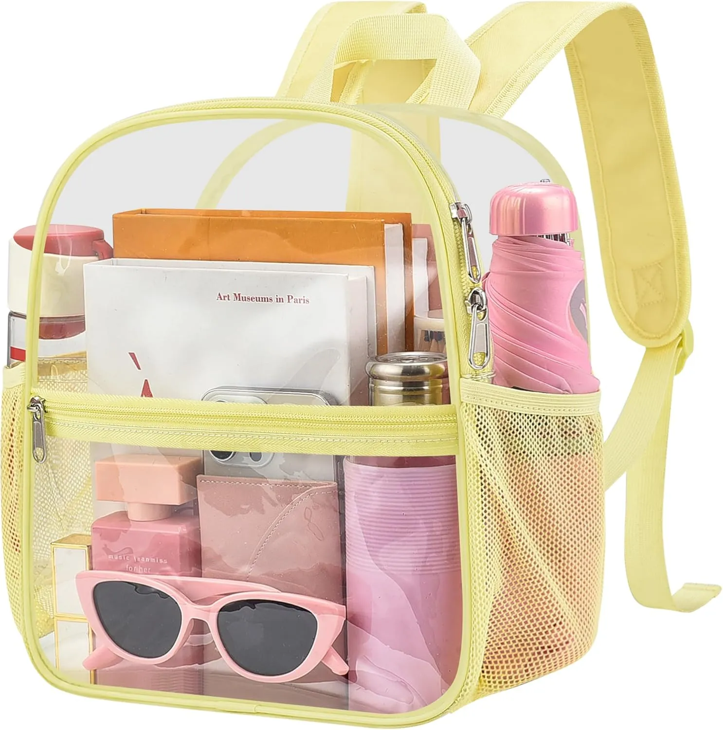 Oraben Clear Backpack for Stadium Events Clear Stadium Backpack 12x6x12 Bag (Enhanced Strap, Yolk Yellow)