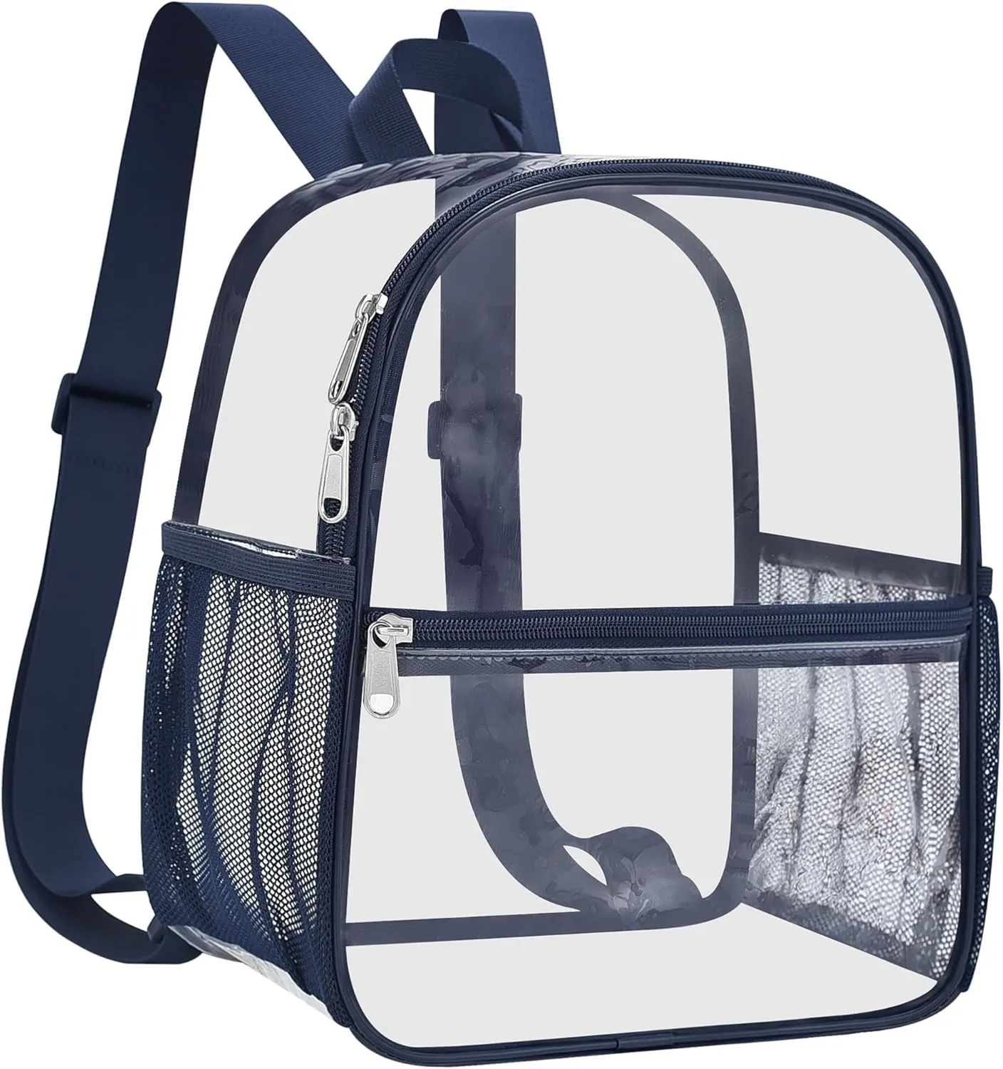 Oraben Clear Backpack for Stadium Events Clear Stadium Backpack 12x6x12 Bag (Nylon Shoulder Straps, Navy Blue)