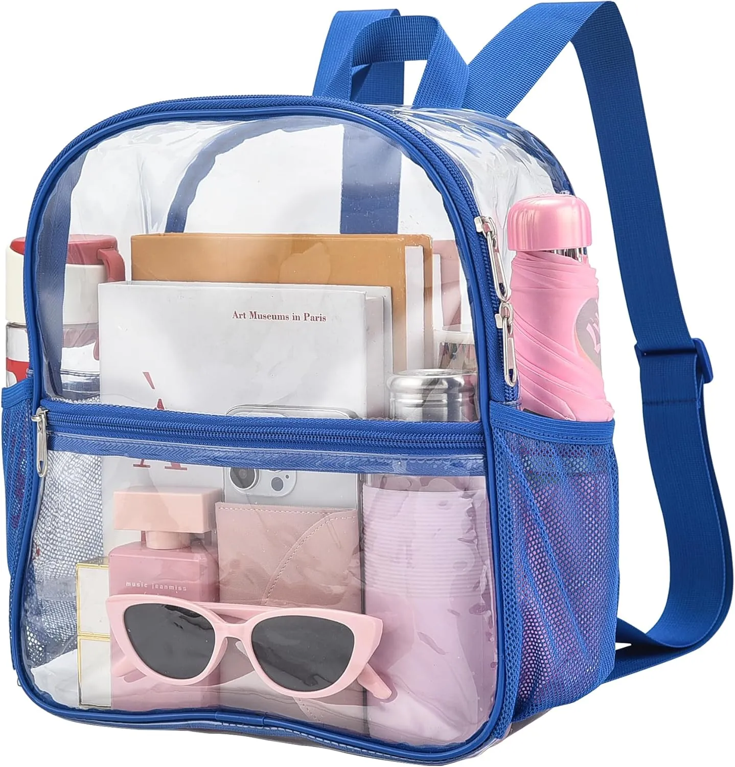 Oraben Clear Backpack for Stadium Events Clear Stadium Backpack 12x6x12 (Nylon Shoulder Straps, Blue)
