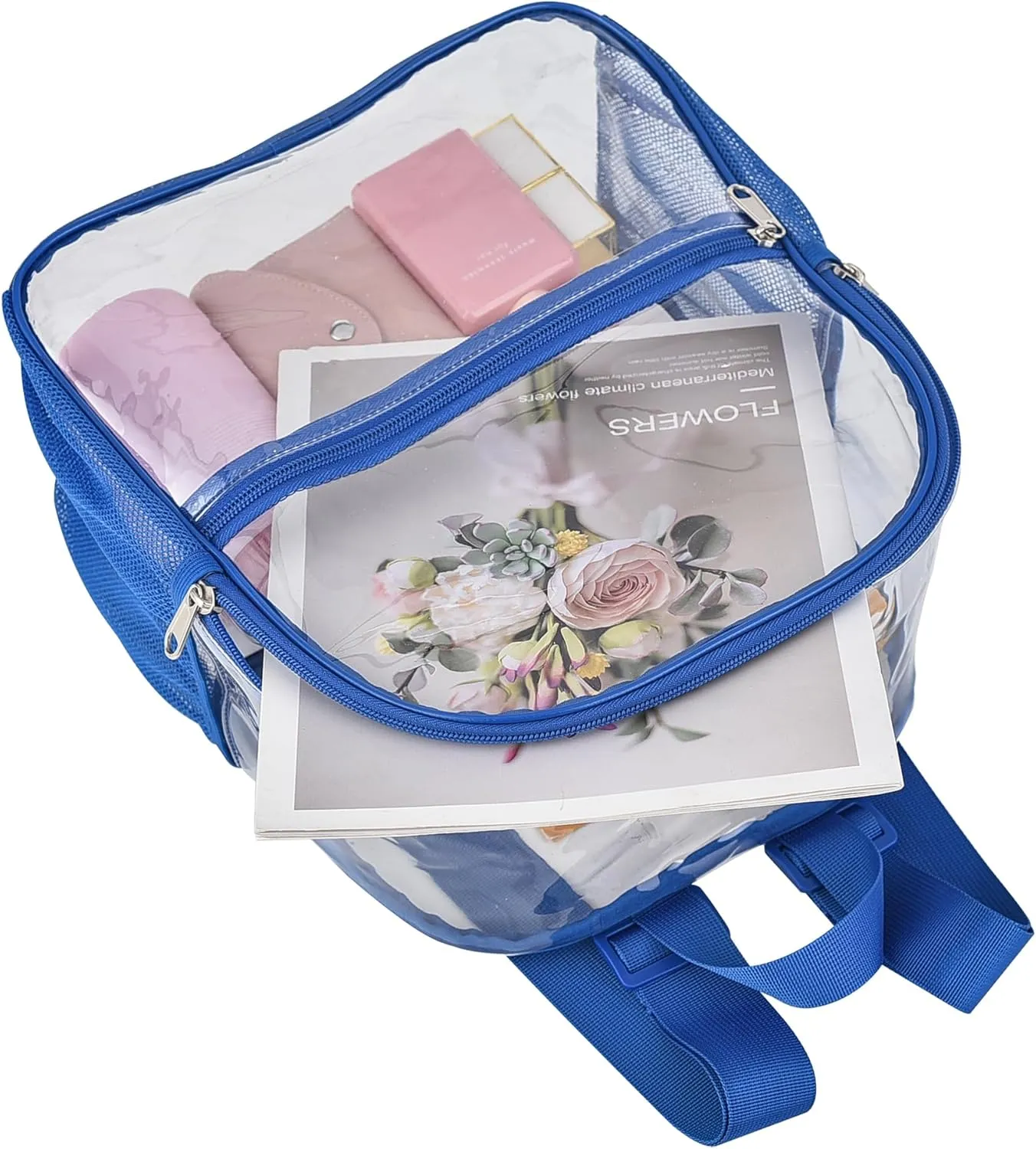 Oraben Clear Backpack for Stadium Events Clear Stadium Backpack 12x6x12 (Nylon Shoulder Straps, Blue)