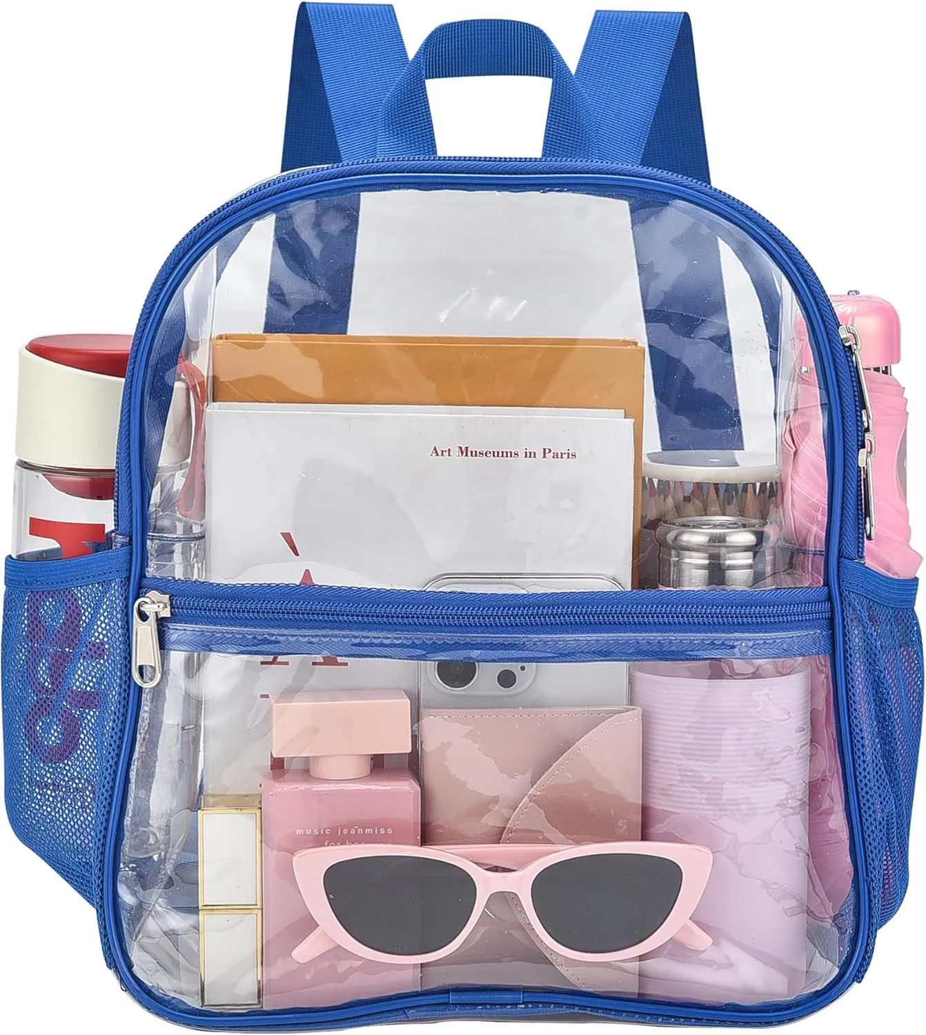 Oraben Clear Backpack for Stadium Events Clear Stadium Backpack 12x6x12 (Nylon Shoulder Straps, Blue)