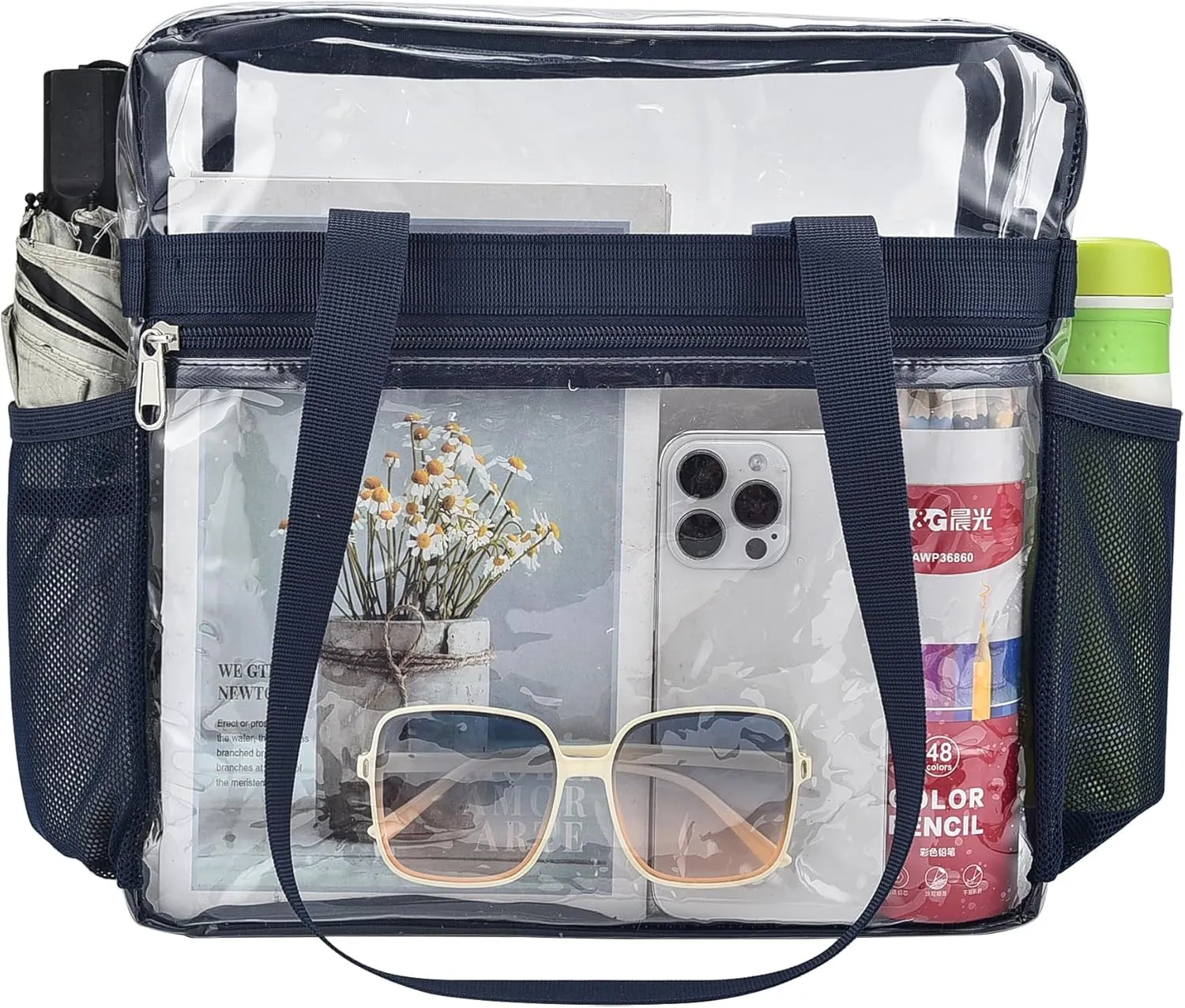 Oraben Clear Tote Bag Clear Bag Stadium Approved 12x6x12 Stadium Bag for Work, Sports Games,Gym