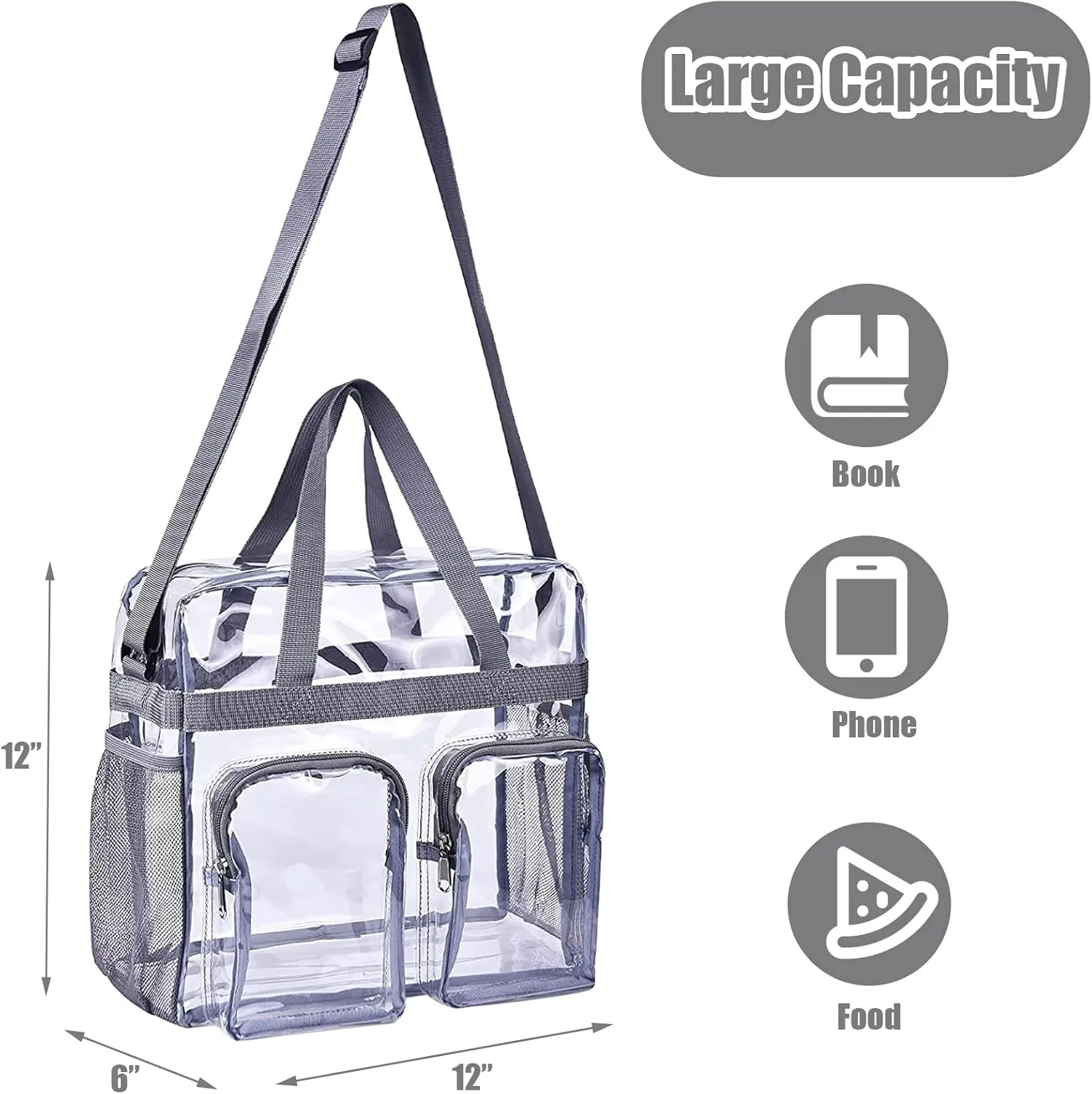 Oraben Clear Tote Bag Clear Bag Stadium Approved 12x6x12 Stadium Bag for Work, Sports Games,Gym