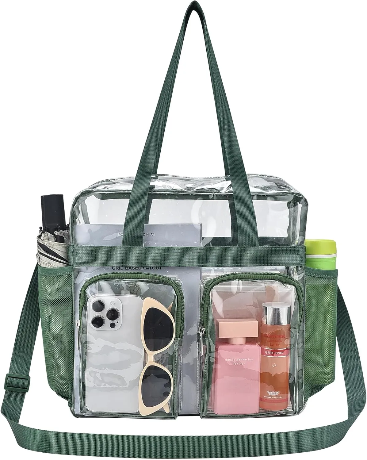 Oraben Clear Tote Bag Clear Bag Stadium Approved 12x6x12 Stadium Bag for Work, Sports Games,Gym