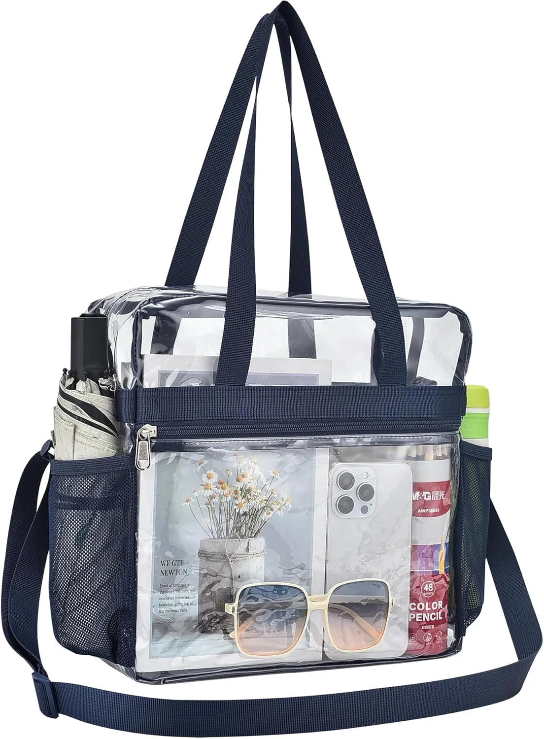Oraben Clear Tote Bag Clear Bag Stadium Approved 12x6x12 Stadium Bag for Work, Sports Games,Gym