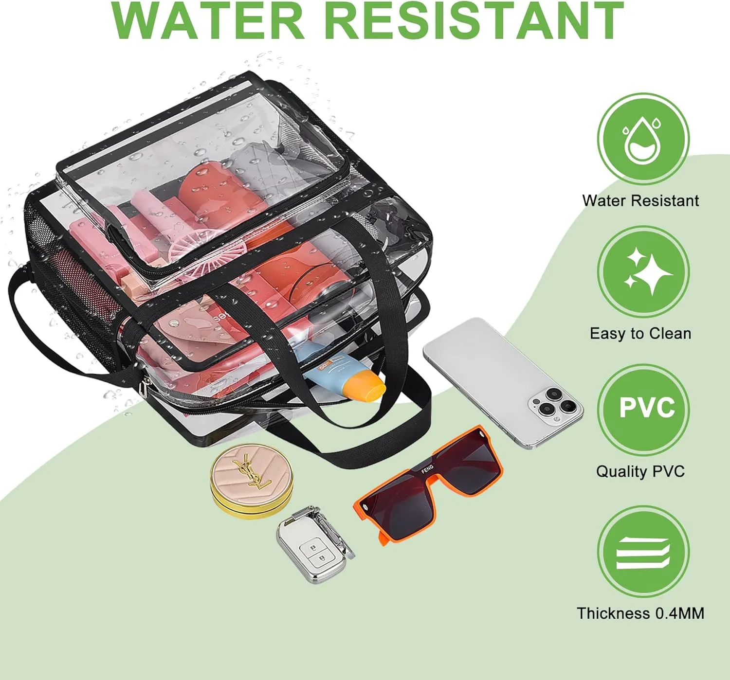 Oraben Clear Tote Bag Clear Bag Stadium Approved 12x6x12 Stadium Bag for Work, Sports Games,Gym