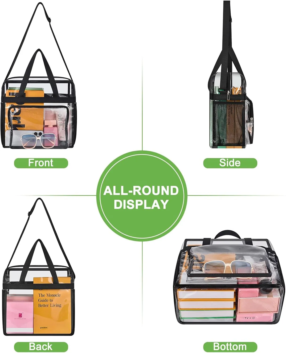 Oraben Clear Tote Bag Clear Bag Stadium Approved 12x6x12 Stadium Bag for Work, Sports Games,Gym