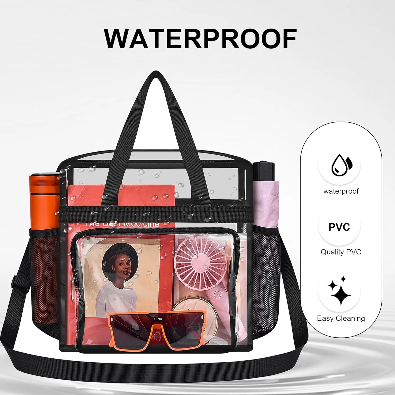 Oraben Clear Tote Bag Clear Bag Stadium Approved 12x6x12 Stadium Bag for Work, Sports Games,Gym