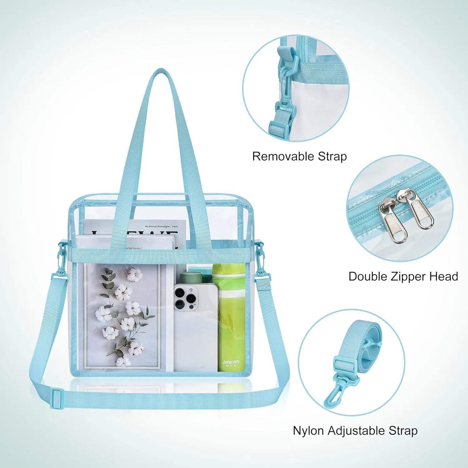 Oraben Clear Tote Bag Clear Bag Stadium Approved 12x6x12 Stadium Bag for Work, Sports Games,Gym