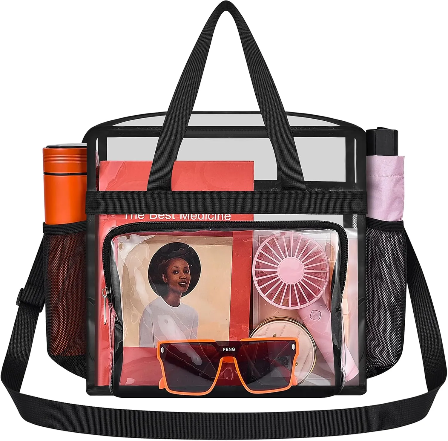 Oraben Clear Tote Bag Clear Bag Stadium Approved 12x6x12 Stadium Bag for Work, Sports Games,Gym