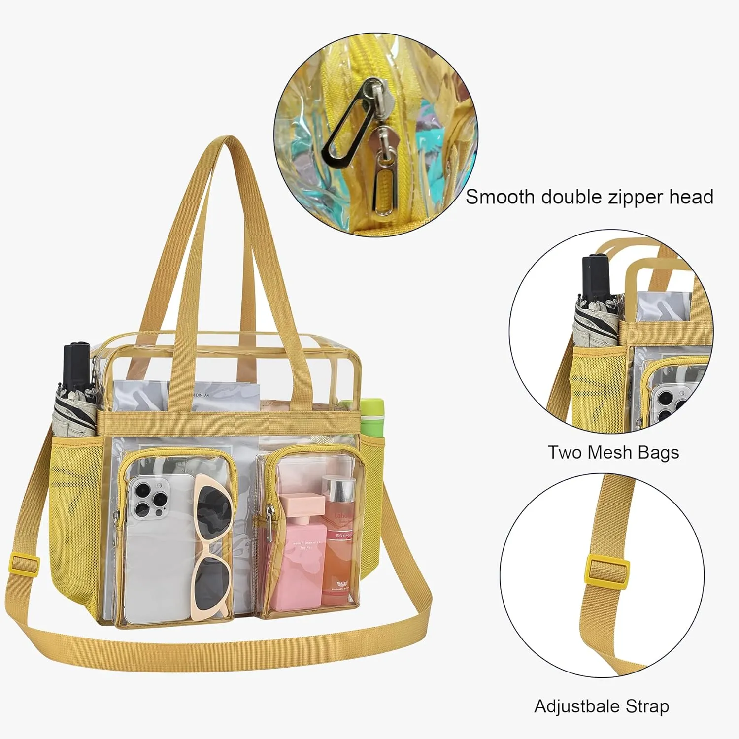 Oraben Clear Tote Bag Clear Bag Stadium Approved 12x6x12 Stadium Bag for Work, Sports Games,Gym