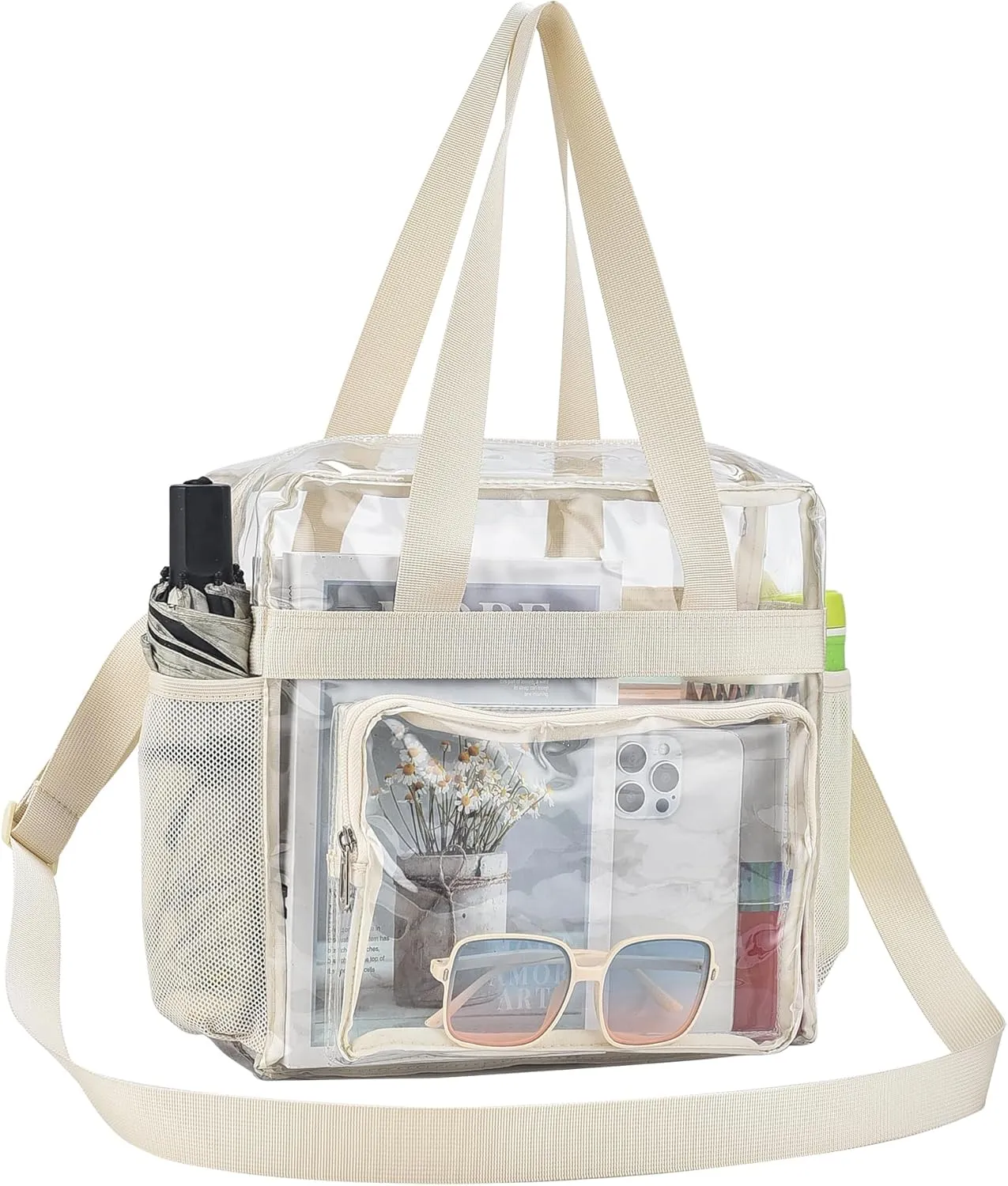 Oraben Clear Tote Bag Clear Bag Stadium Approved 12x6x12 Stadium Bag for Work, Sports Games,Gym