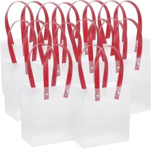 ORFOFE 10Pcs Clear Frosted Handheld present Bags for Weddings Parties and Birthdays Durable Lightweight and Decorative for Goodies Favors and Present Wrapping