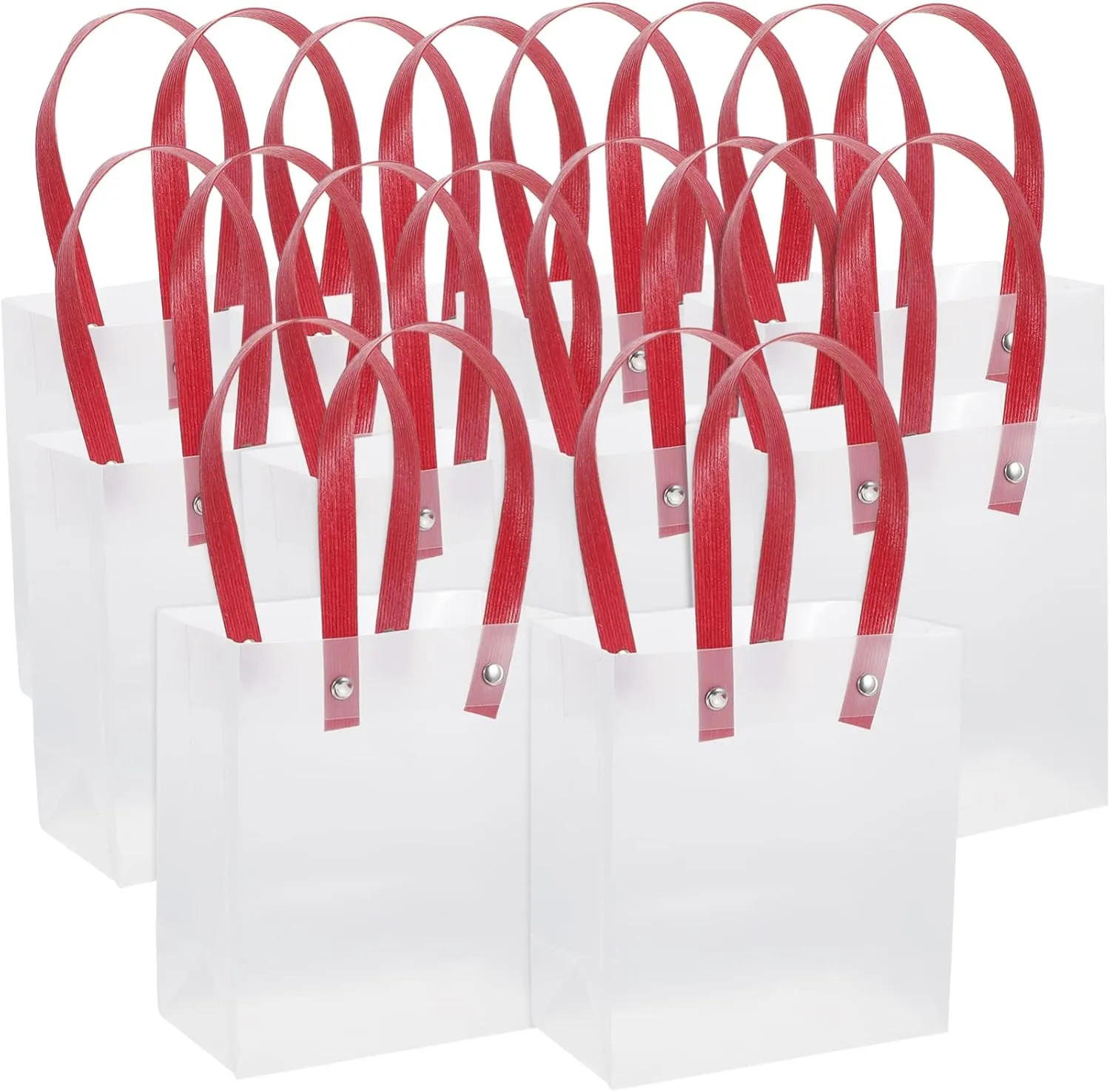 ORFOFE 10Pcs Clear Frosted Handheld present Bags for Weddings Parties and Birthdays Durable Lightweight and Decorative for Goodies Favors and Present Wrapping