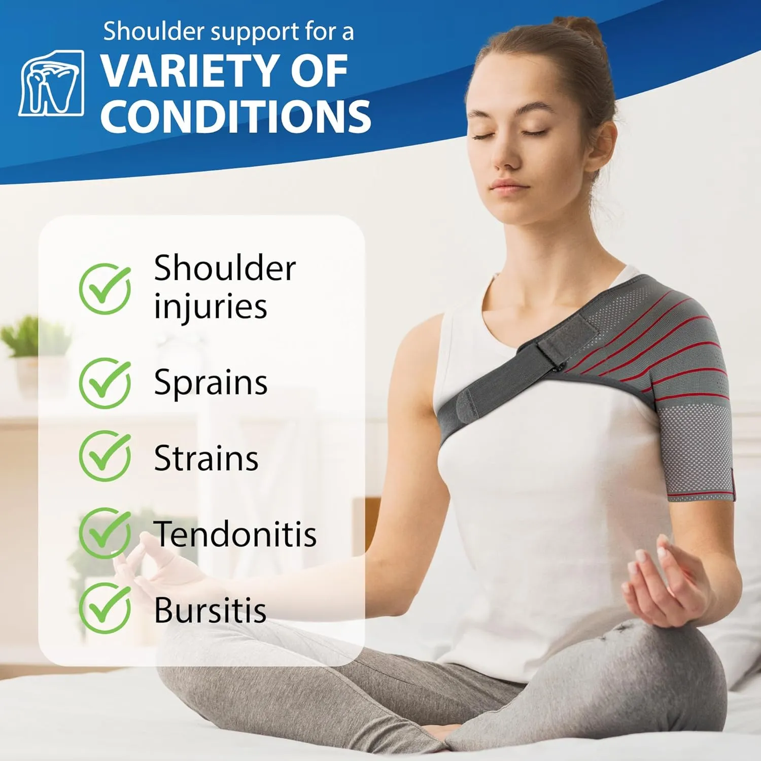 ORTONYX Shoulder Stability Brace Compression Sleeve for Rotator Cuff Support, Injury Prevention, Dislocated AC Joint, Labrum Tear, Frozen Shoulder Pain, Sprain, Soreness, Bursitis/S