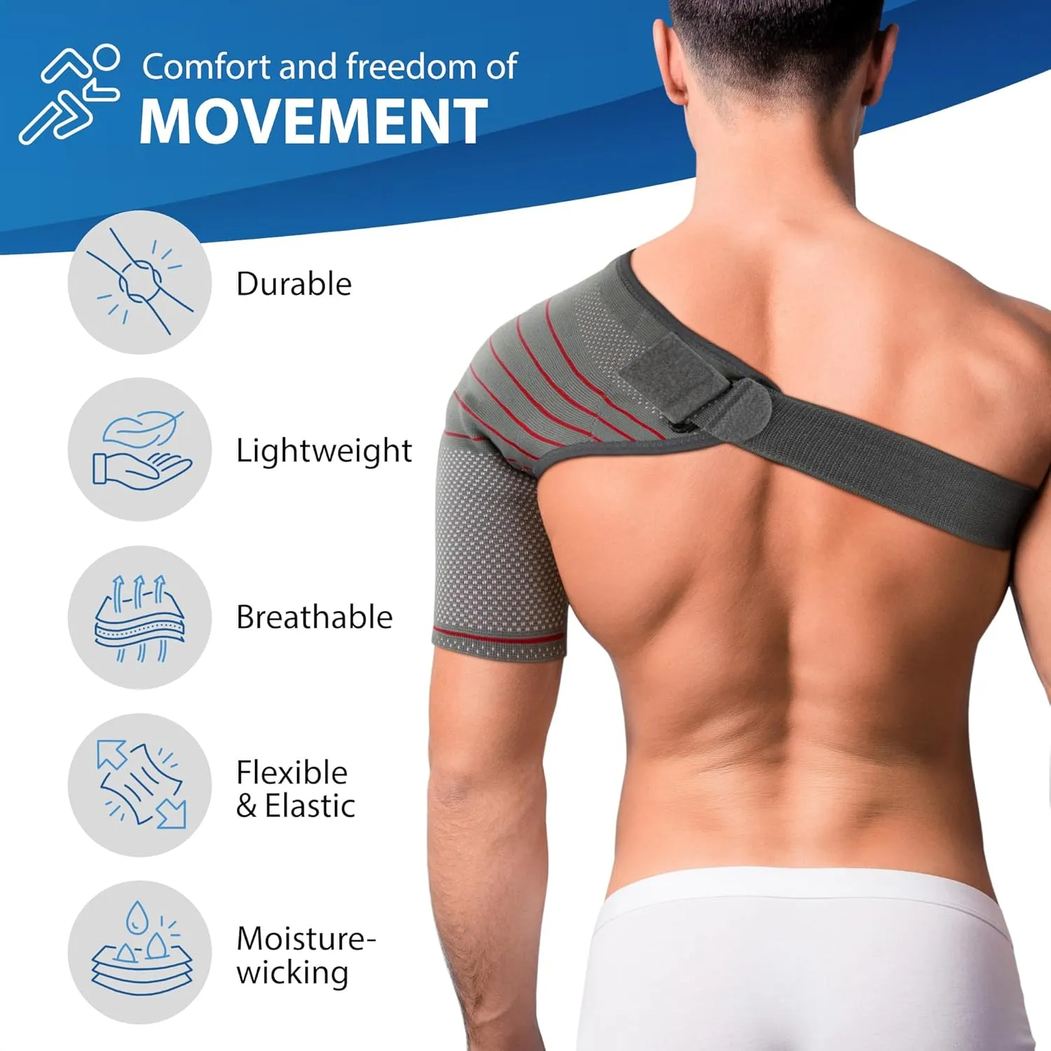 ORTONYX Shoulder Stability Brace Compression Sleeve for Rotator Cuff Support, Injury Prevention, Dislocated AC Joint, Labrum Tear, Frozen Shoulder Pain, Sprain, Soreness, Bursitis/S