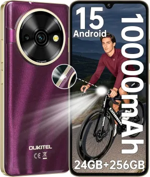 OUKITEL C59 Pro Unlocked Android Phones - 6.88”HD  Display Android 15 10000 mAh Battery 24GB  256GB/1TB TF Cell Phone with 110LM Flashlight, NFC 13MP Camera Smartphone, OTG/Fingerprint/4G Dual SIM