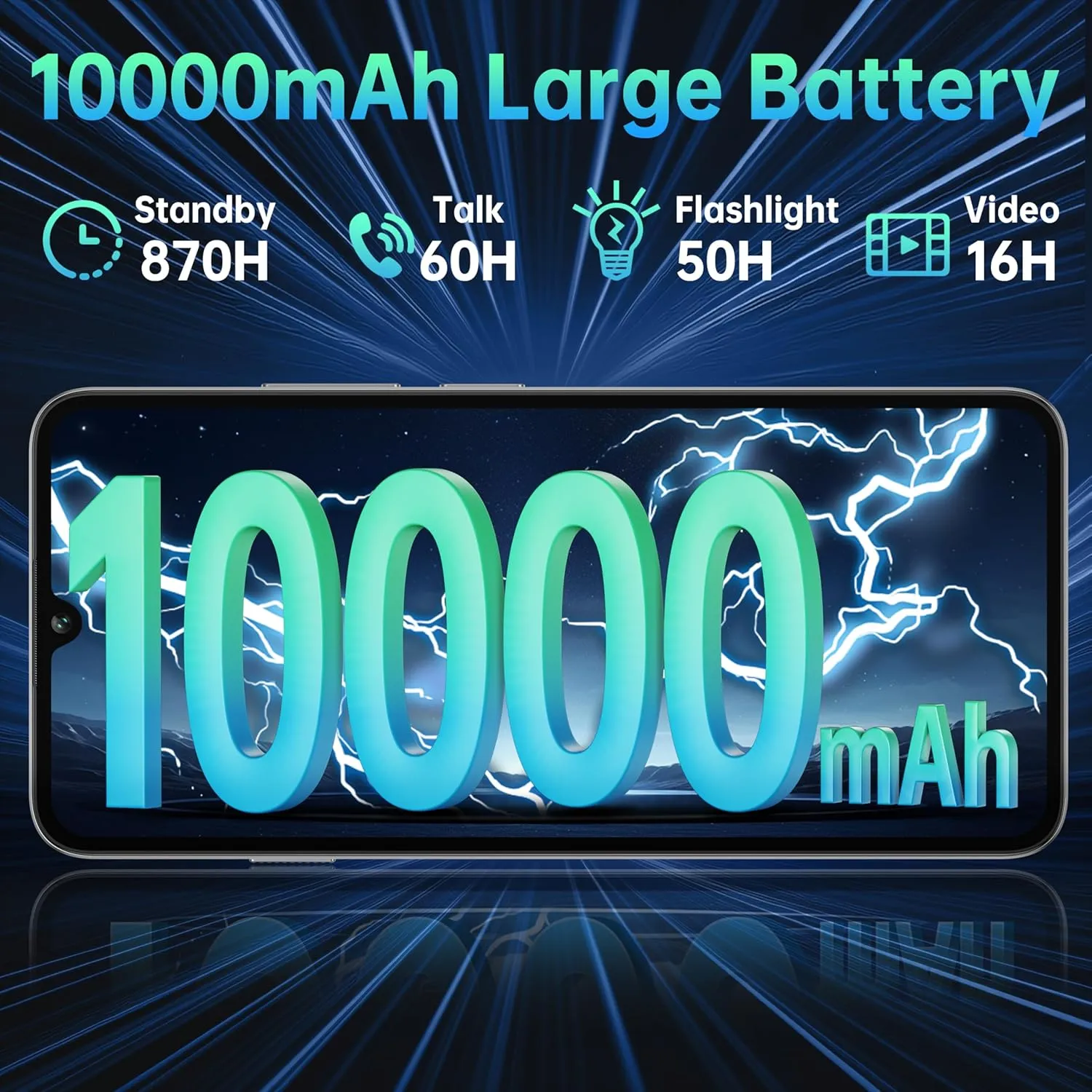 OUKITEL C59 Pro Unlocked Cell Phone Android 15-6.88”HD  Screen 10000 mAh Battery 24GB  256GB Expand 1TB Mobile Phones with 110LM Flashlight, NFC 13MP Camera Smartphone, Fingerprint/4G Dual SIM/OTG