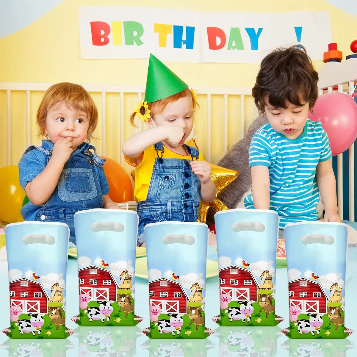 OULUN 30Pcs Farm Party Favor Bags, Farm Animal Birthday Gift Candy Bags, Farm Themed Party Supplies,Farmhouse Themed Party Decorations