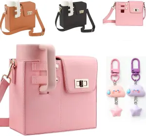 Outdoor Portable Crossbody Water Cup Storage Bag,Cross Body Bag with Water Bottle Holder,Outdoor Water Cup Storage Bag,Multifunctional Leather Water Bottle Holder Adjustable Shoulder Strap (Pink)
