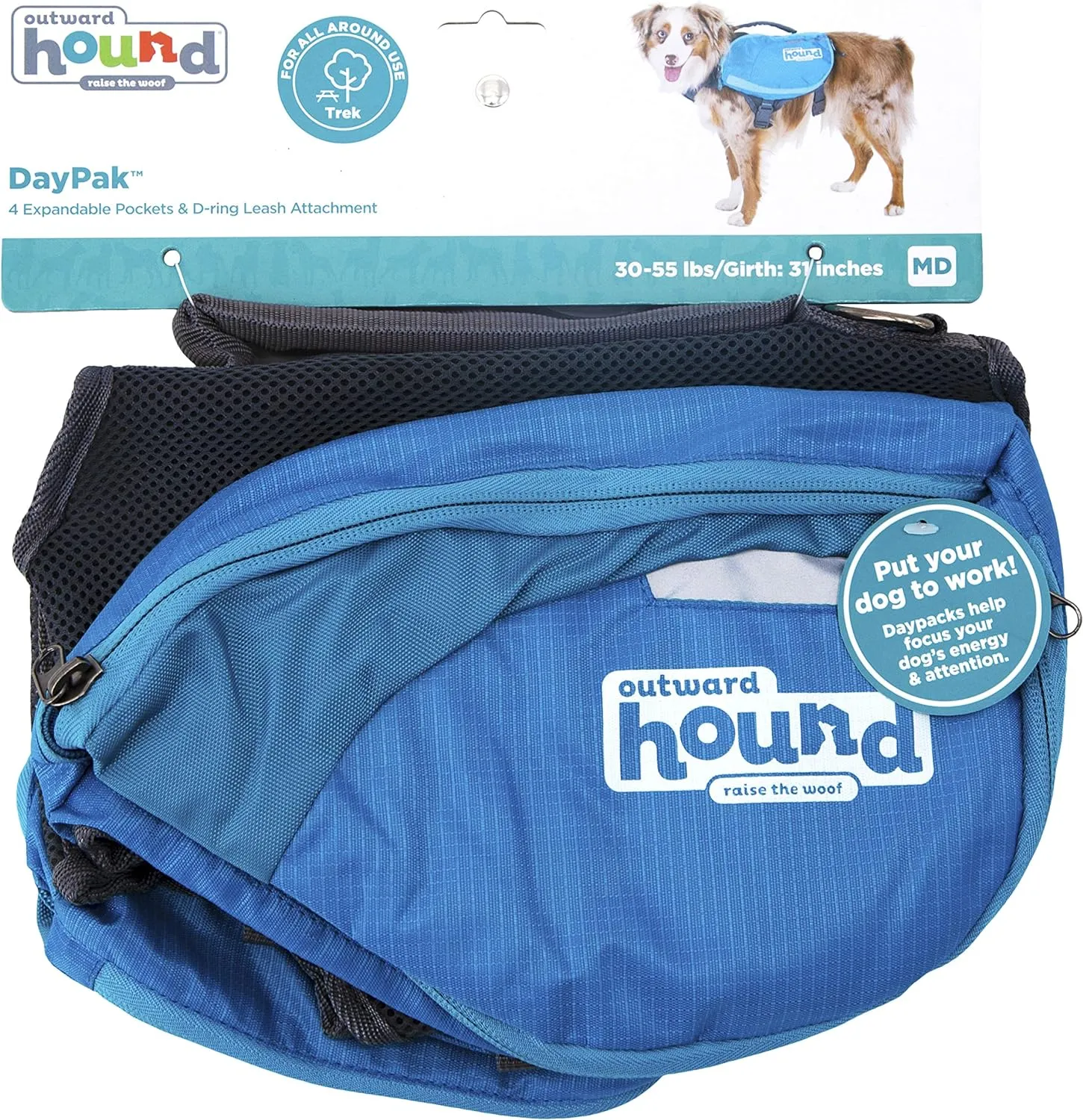Outward Hound DayPak Blue Dog Saddleback Backpack, Medium