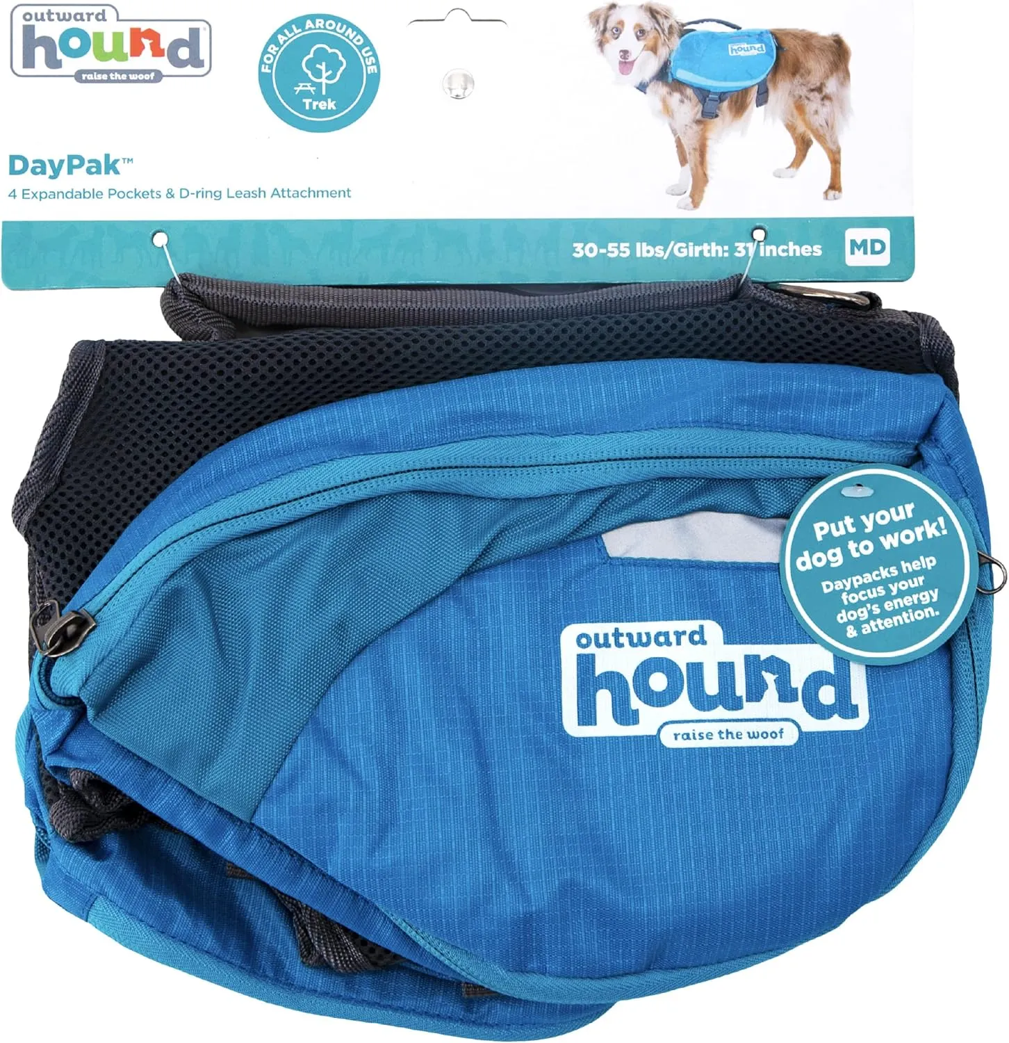 Outward Hound DayPak Blue Dog Saddleback Backpack, Medium