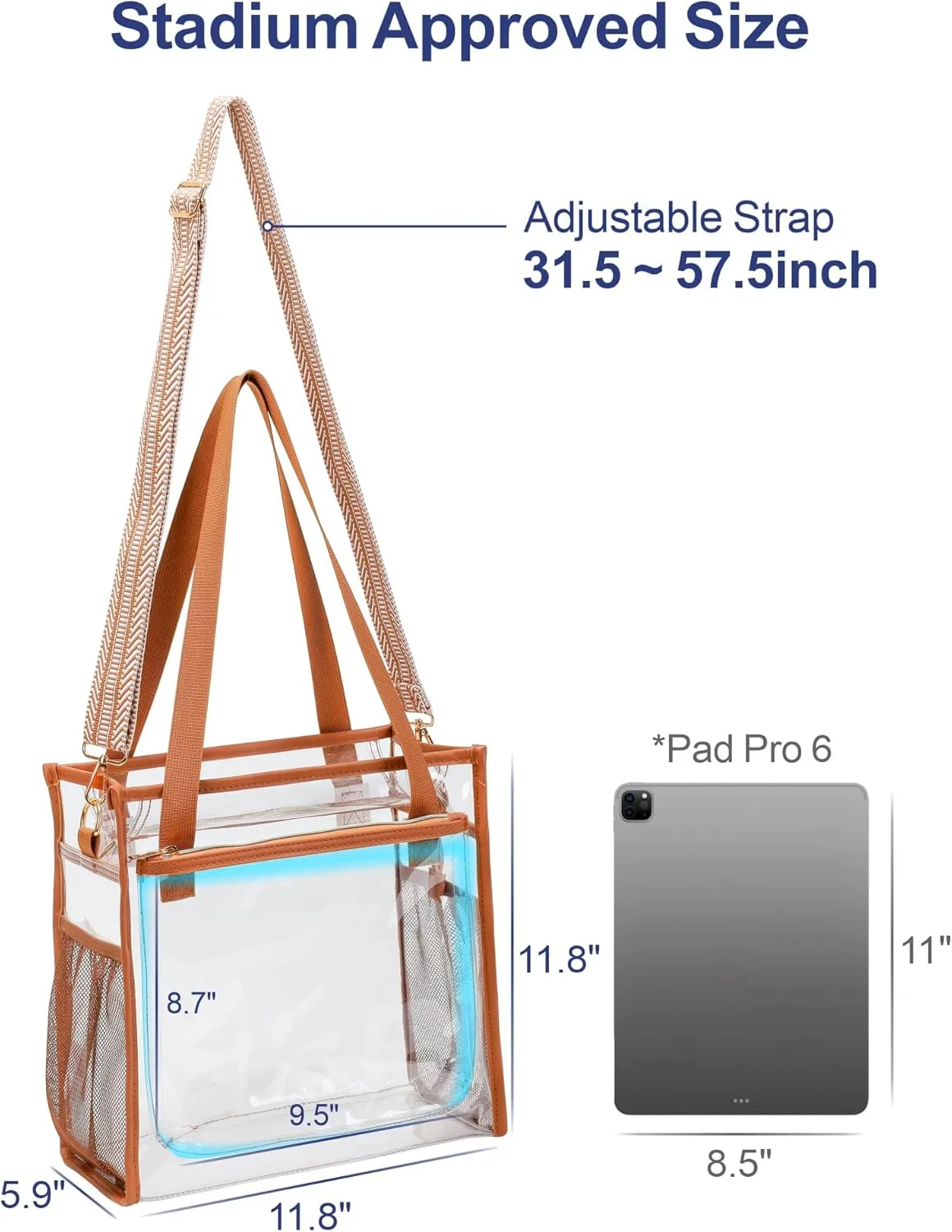 PACKISM Clear Bag 12x6x12 Stadium Approved - Clear Tote Bag for Sport Events Game Day Concert and Work