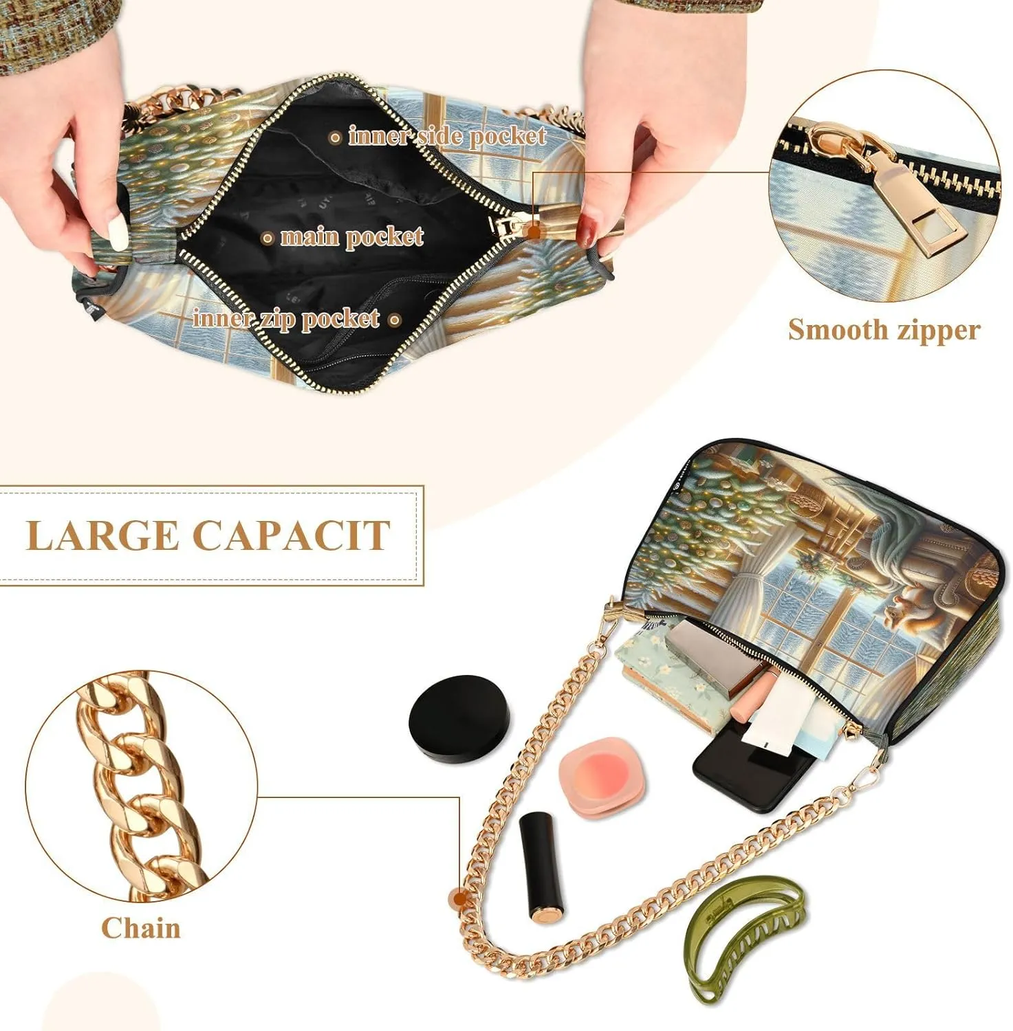 Palm Trees Blue Mini Bag, Crossbody Bags