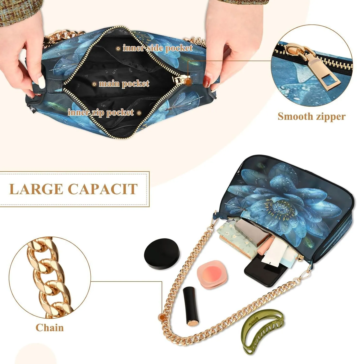 Palm Trees Blue Mini Bag, Crossbody Bags
