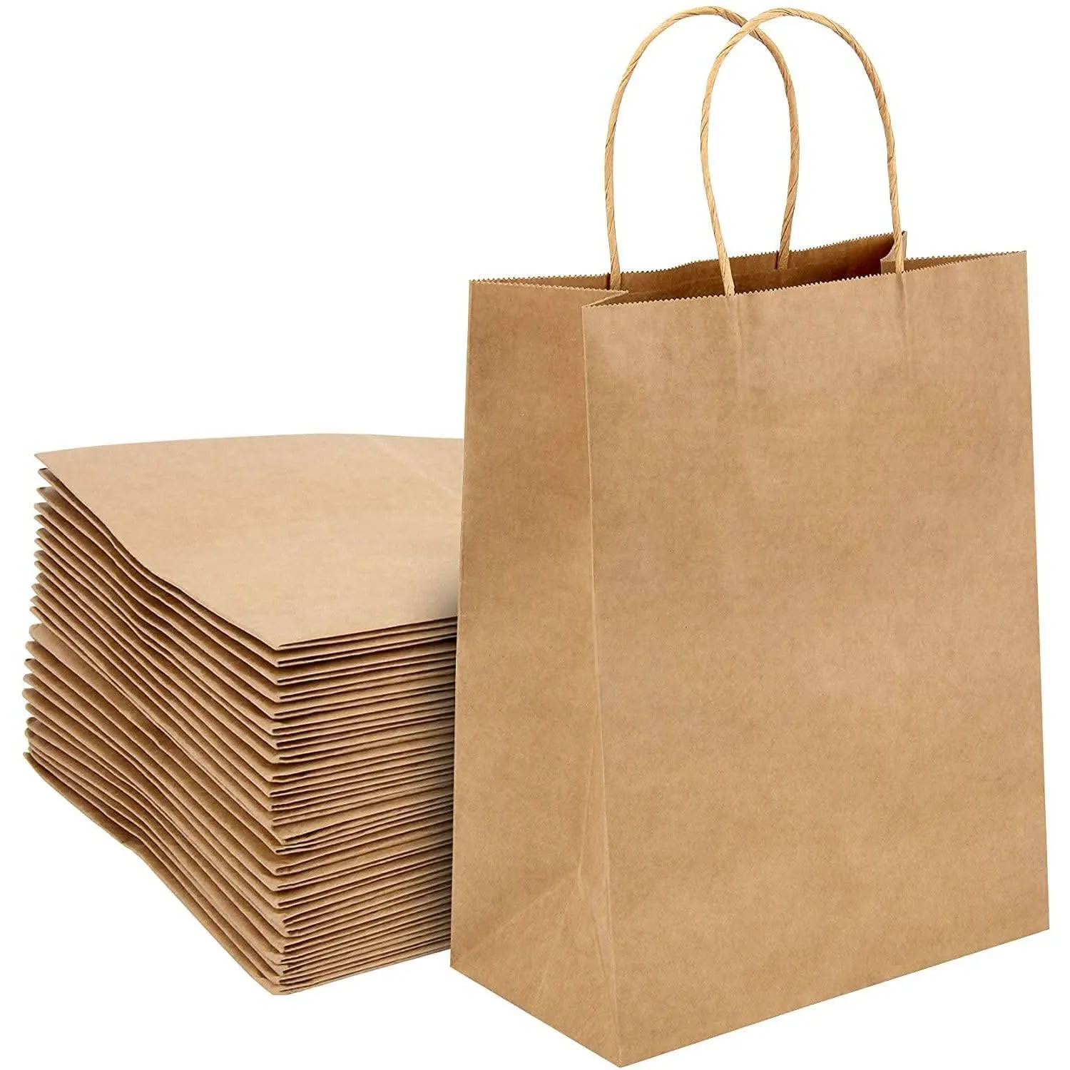 Paper Carry Bags (Brown) 19 x 25 x 8cm Small Size [100 Pack]