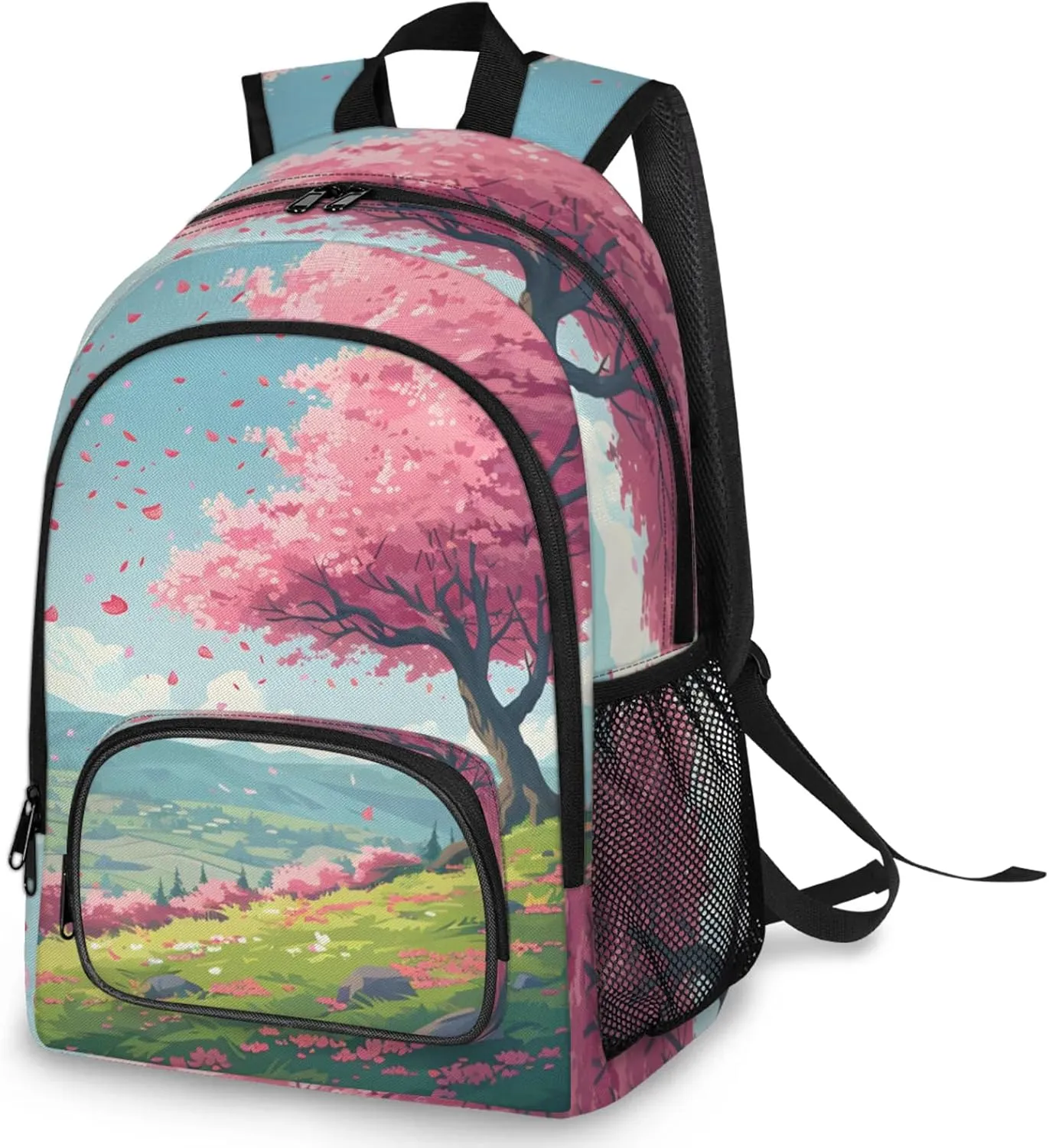 Pardick Travel Backpack for Women Men,Backpack With Chest Buckle for Stadium Event,Large Capacity Sport Bag,Hillside Trees