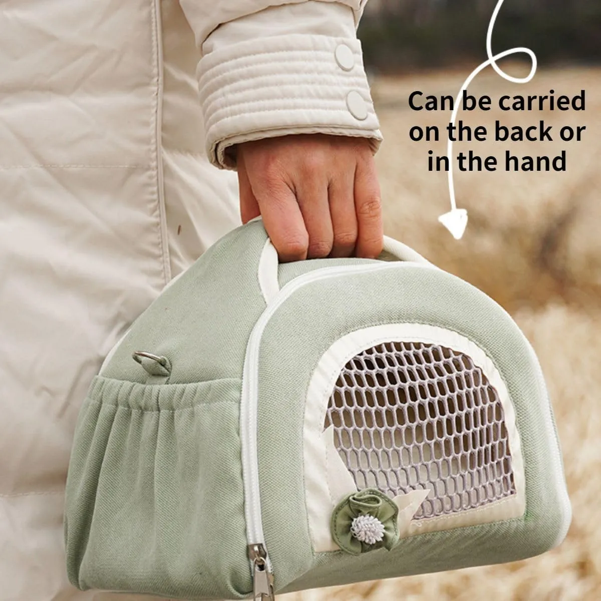 Parrots Outdoor Carriers Bag Portable Parrots Handbag with Mesh Window Bag and Pad for Parrots Bird Carrying Pet Supplies Travel Cage (Pink)