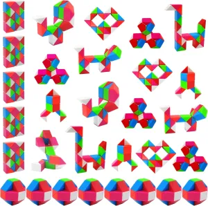 Party Favors -30Pcs Fidgets Snake Cube Puzzles Toy for Goodie Bags, Boys Stocking Stuffers, Bulk Fidgets Toy Treasure Box Classroom Prize Birthday Back to School Students Gifts