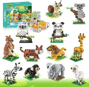 Party Favors for Kids 8-12, Mini Animals Building Blocks Sets,Goodie Bags Stuffers for Kid, Small Toy Prizes, 12Pack Kits Birthday Party Favor Gifts Toys for Ages 8 9 10 11 12