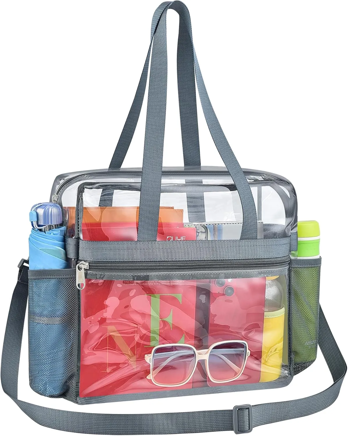 Paxiland Clear Bag for Stadium Events 12x6x12, Clear Tote Bag with Reinforced Strap, Transparent Bag for Sports Concert