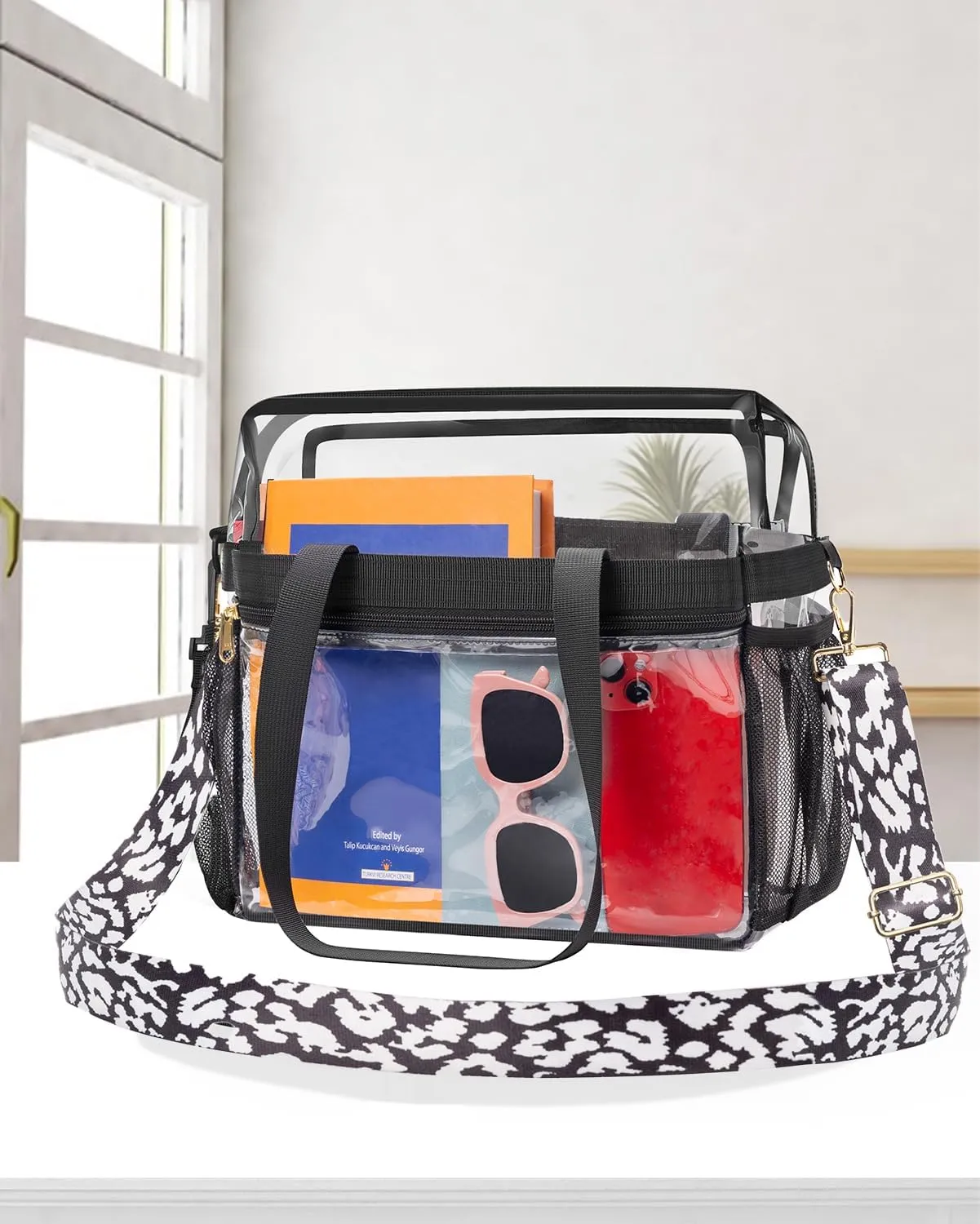 Paxiland Clear Bag for Stadium Events 12x6x12, Clear Tote Bag with Reinforced Strap, Transparent Bag for Sports Concert