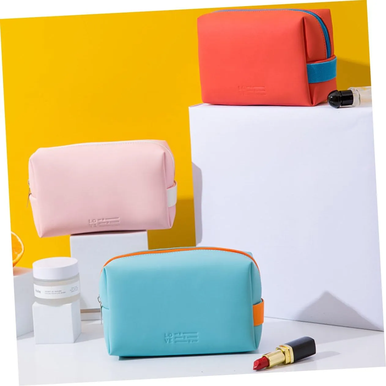 Pcs Cute Cosmetic Bag Quilted Makeup Travel Bag for Women Double Layer Mini Storage Pouch Portable Makeup Handbag Mirror for Travel Vacation Business Trip