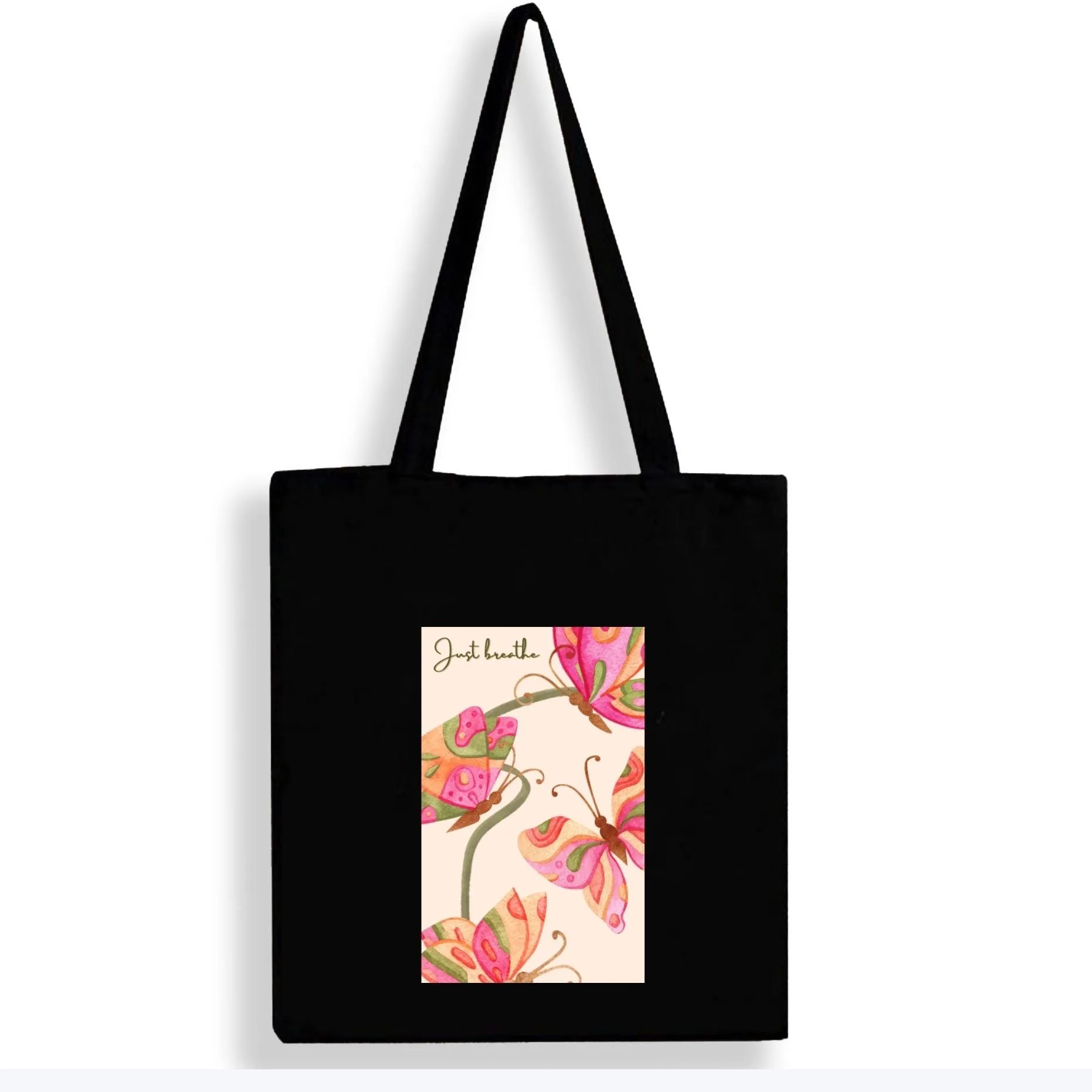 Peach Blossom Women's Cotton Printed Tote Bag With Zipper and Pouch
