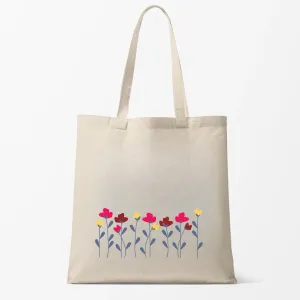 Peach Blossom Women's Cotton Printed Tote Bag With Zipper and Pouch