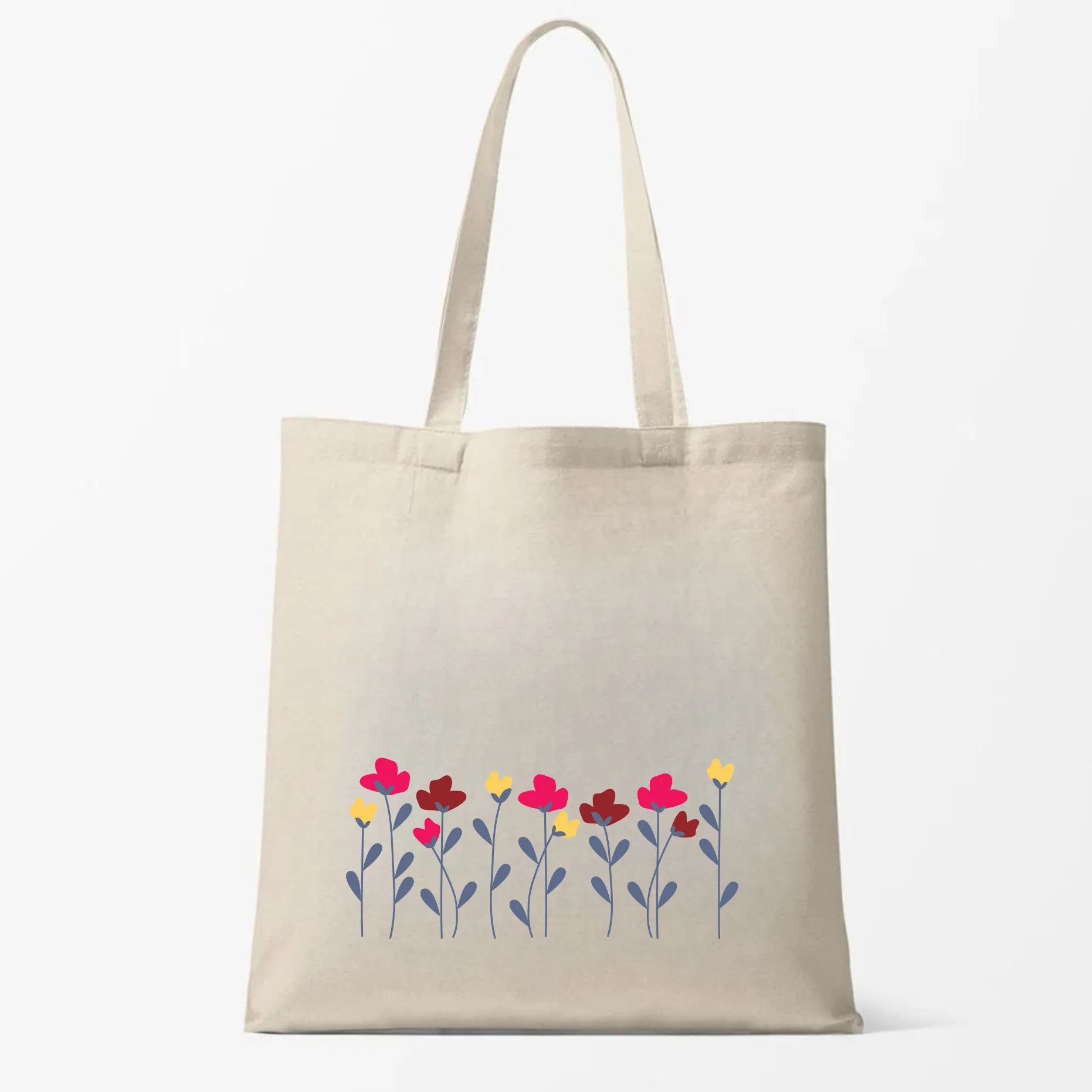 Peach Blossom Women's Cotton Printed Tote Bag With Zipper and Pouch