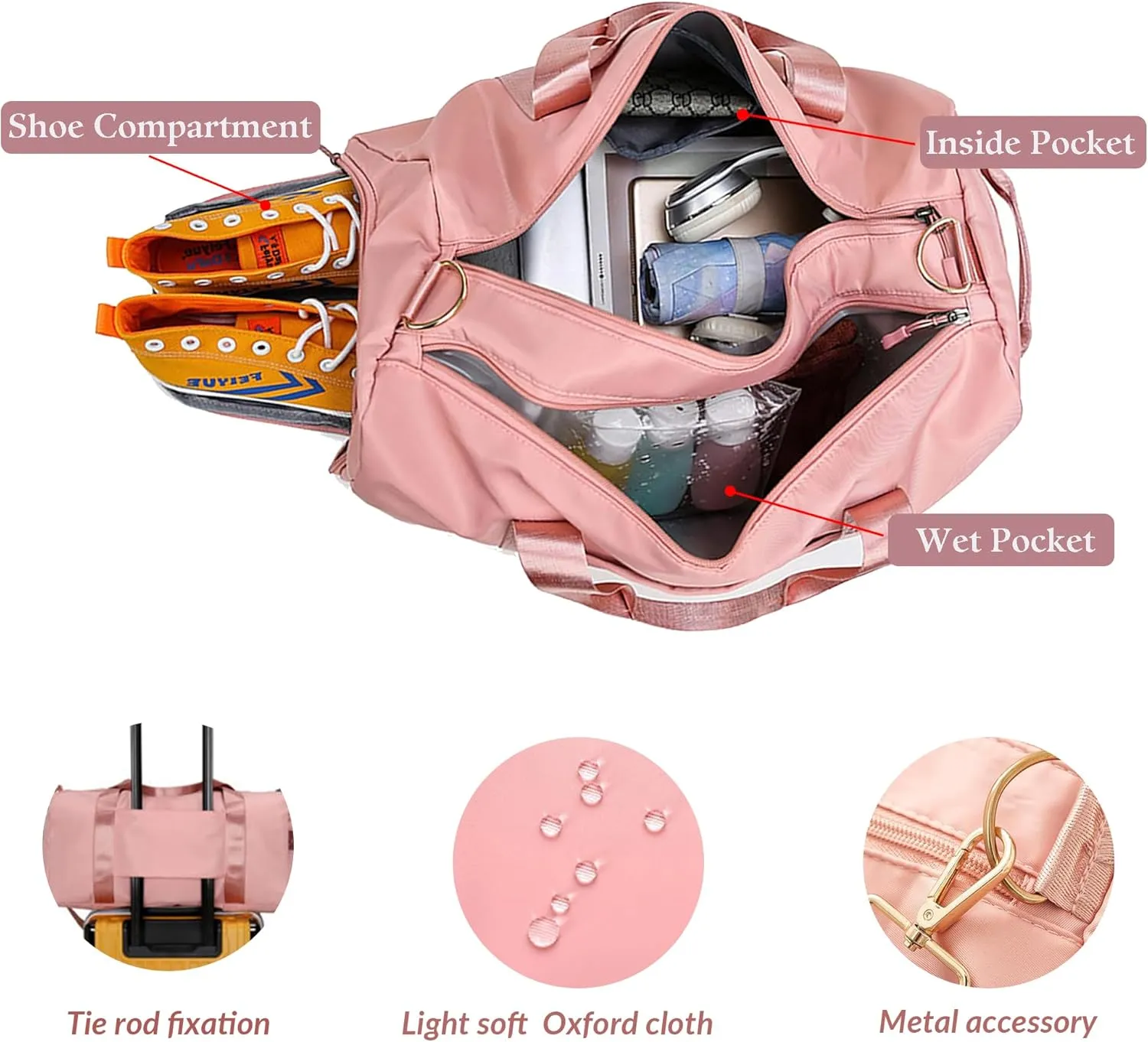 Personalized Duffel Bag, Embroidered Name,Custom Sport Gym Bags for Women/Men, Weekend Camp Bag With Wet Dry Pockets & Shoe, Overnight Bag for Women, Bridesmaid Gift,Cheerleading Dance Pack For Girls