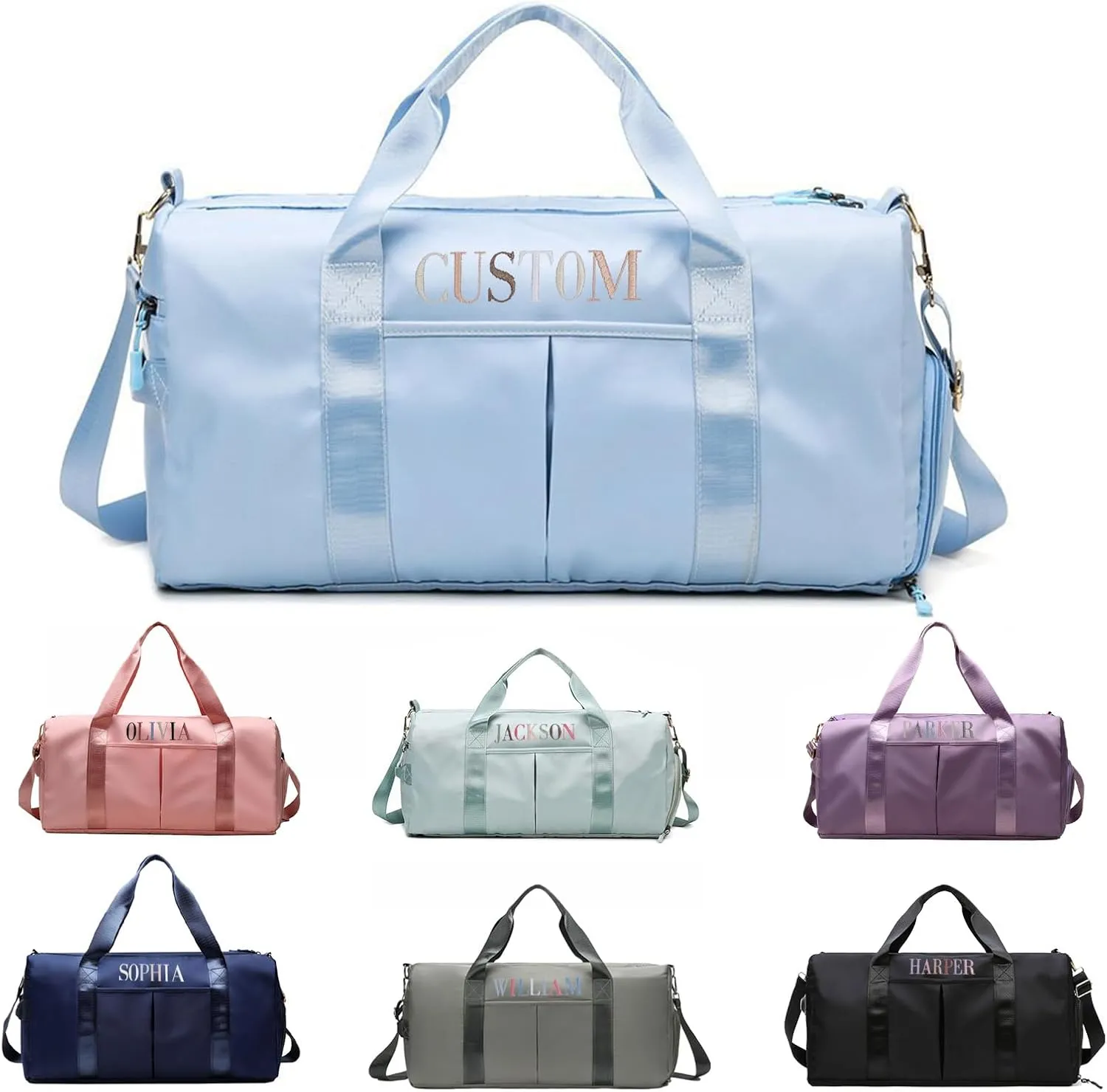 Personalized Duffel Bag, Embroidered Name,Custom Sport Gym Bags for Women/Men, Weekend Camp Bag With Wet Dry Pockets & Shoe, Overnight Bag for Women, Bridesmaid Gift,Cheerleading Dance Pack For Girls