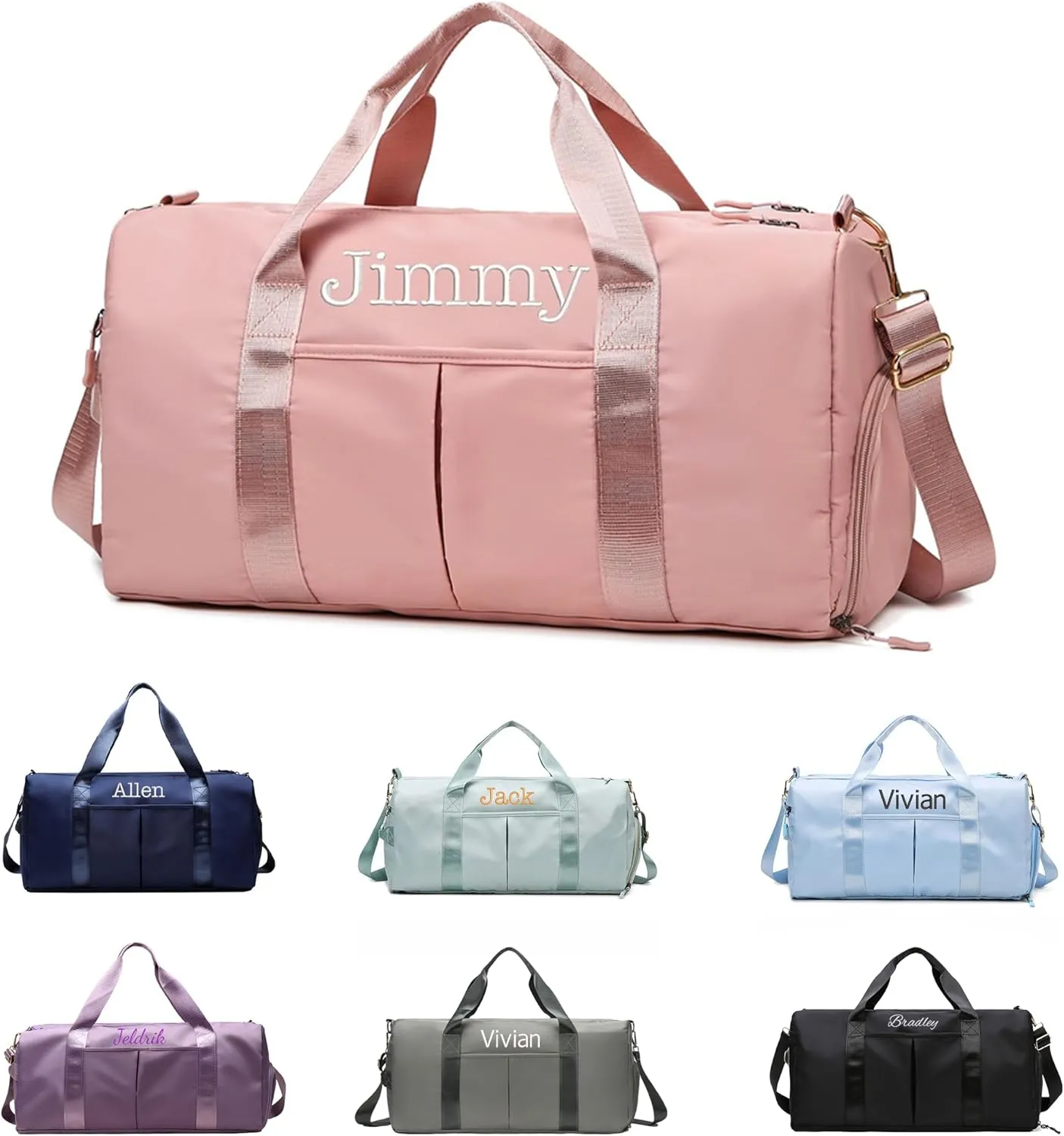 Personalized Duffel Bag, Embroidered Name,Custom Sport Gym Bags for Women/Men, Weekend Camp Bag With Wet Dry Pockets & Shoe, Overnight Bag for Women, Bridesmaid Gift,Cheerleading Dance Pack For Girls