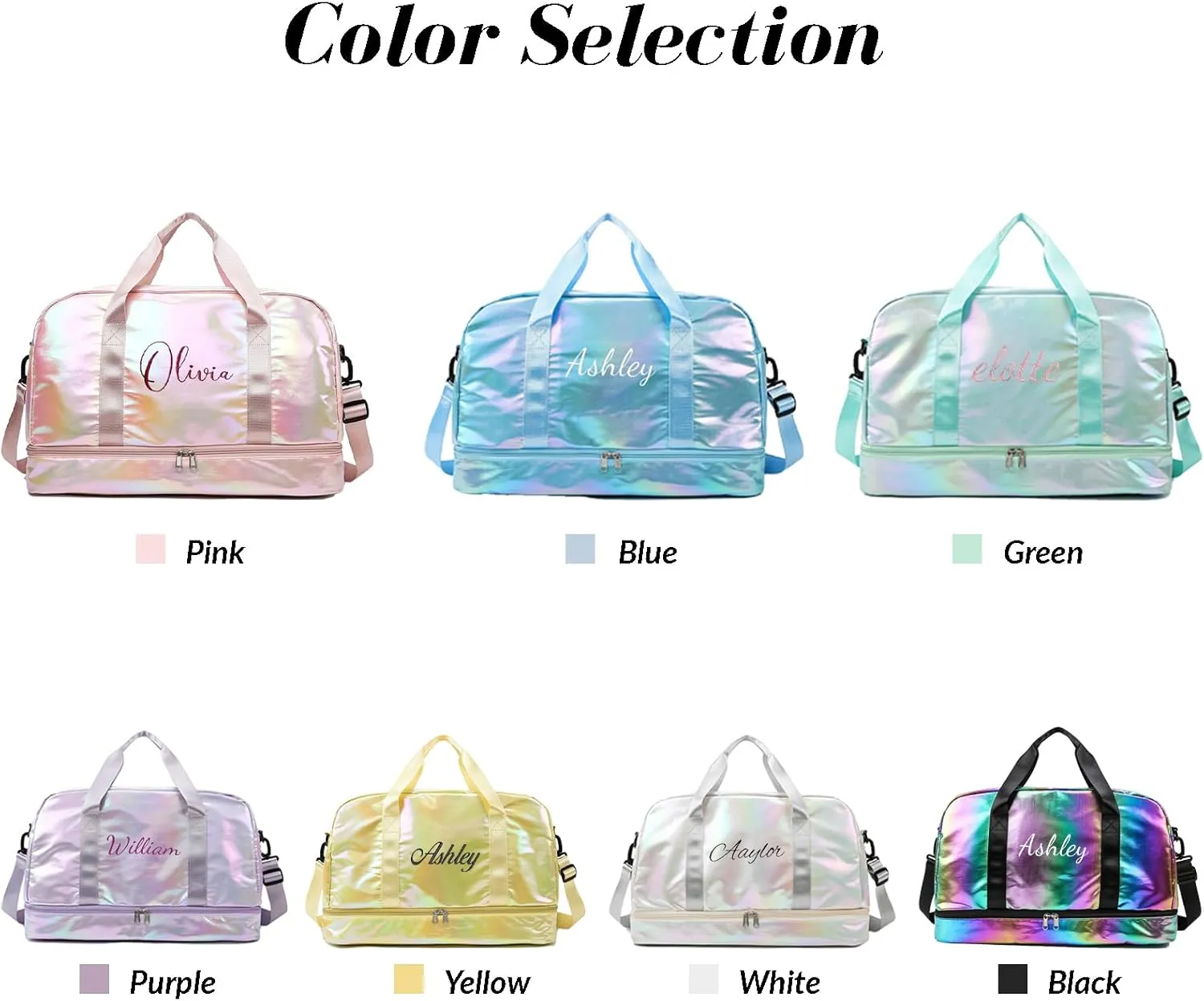 Personalized Large Duffel Bag, Embroidered Name,Custom Sport Gym Bags for Women/Men, Weekend Overnight Camp Bag with Wet Dry Pockets & Shoe, Bridesmaid Gift,Cheerleading Dance Travel Pack